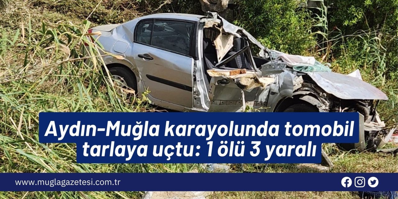 Aydın- Muğla karayolunda otomobil tarlaya uçtu: 1 ölü 3 yaralı