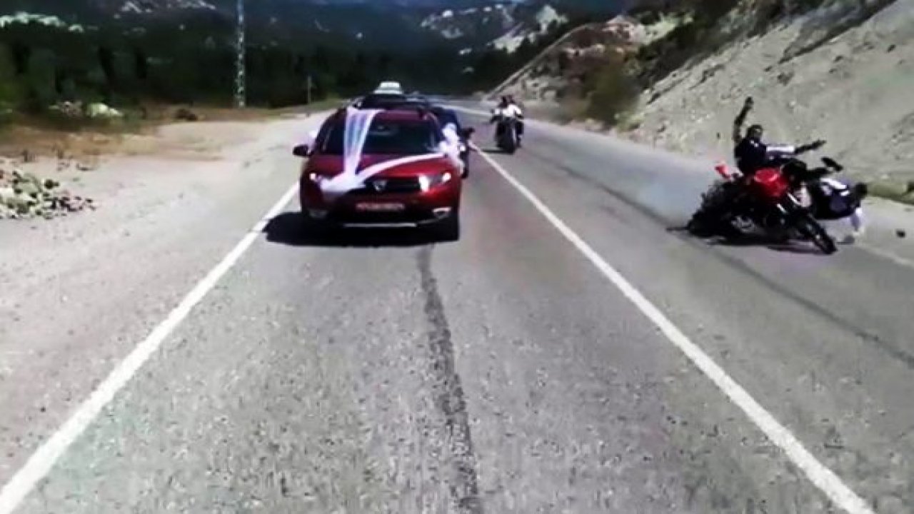 Düğün konvoyunda görünmez kaza