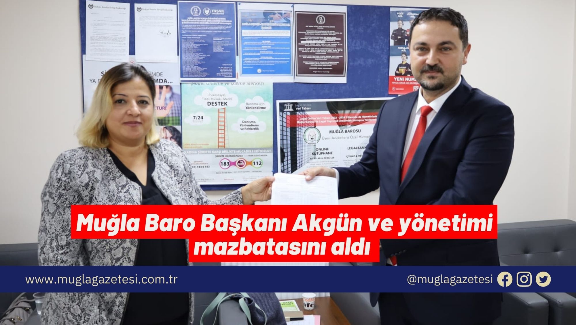 Muğla Baro Başkanı Akgün ve yönetimi mazbatasını aldı