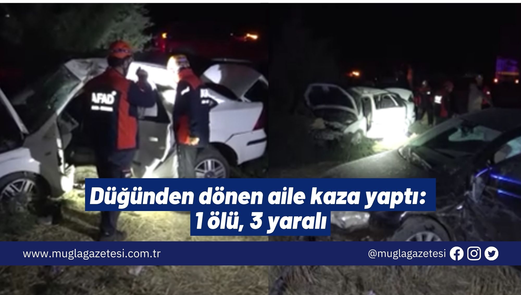 Düğünden dönen aile kaza yaptı: 1 ölü, 3 yaralı