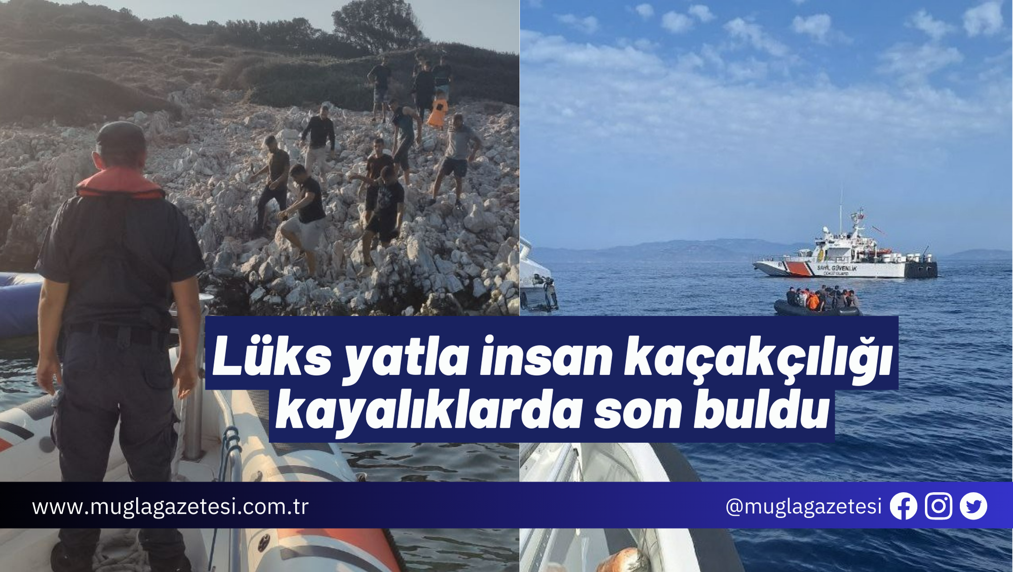 Lüks yatla insan kaçakçılığı kayalıklarda son buldu