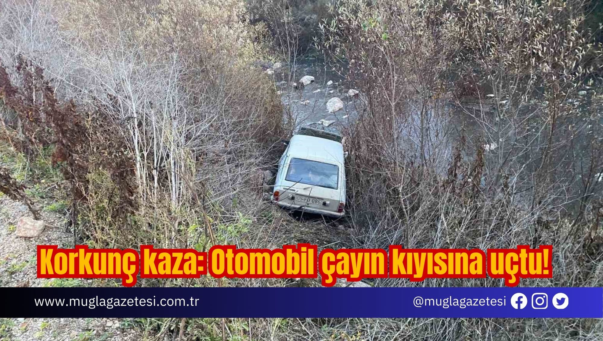 Korkunç kaza: Otomobil çayın kıyısına uçtu!