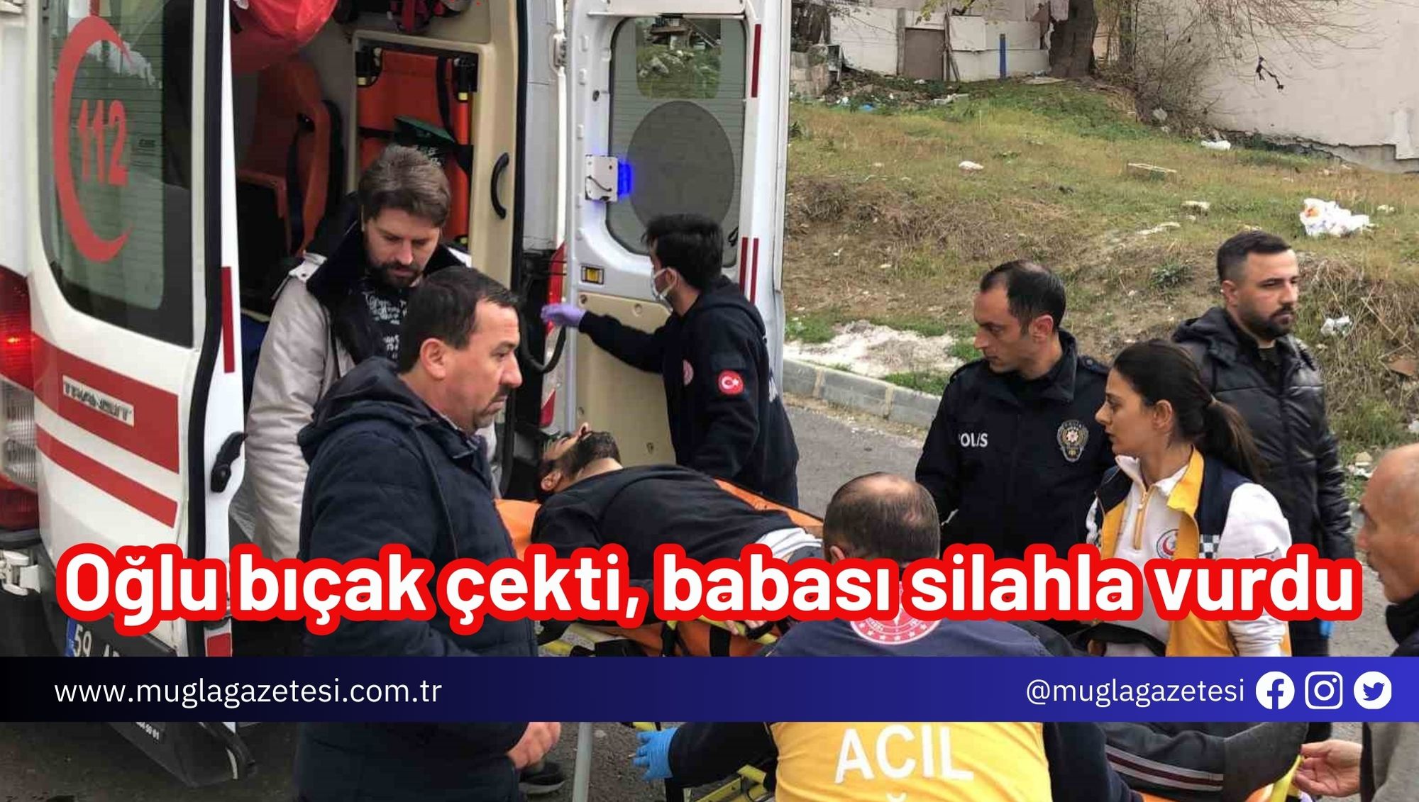 Oğlu bıçak çekti, babası silahla vurdu