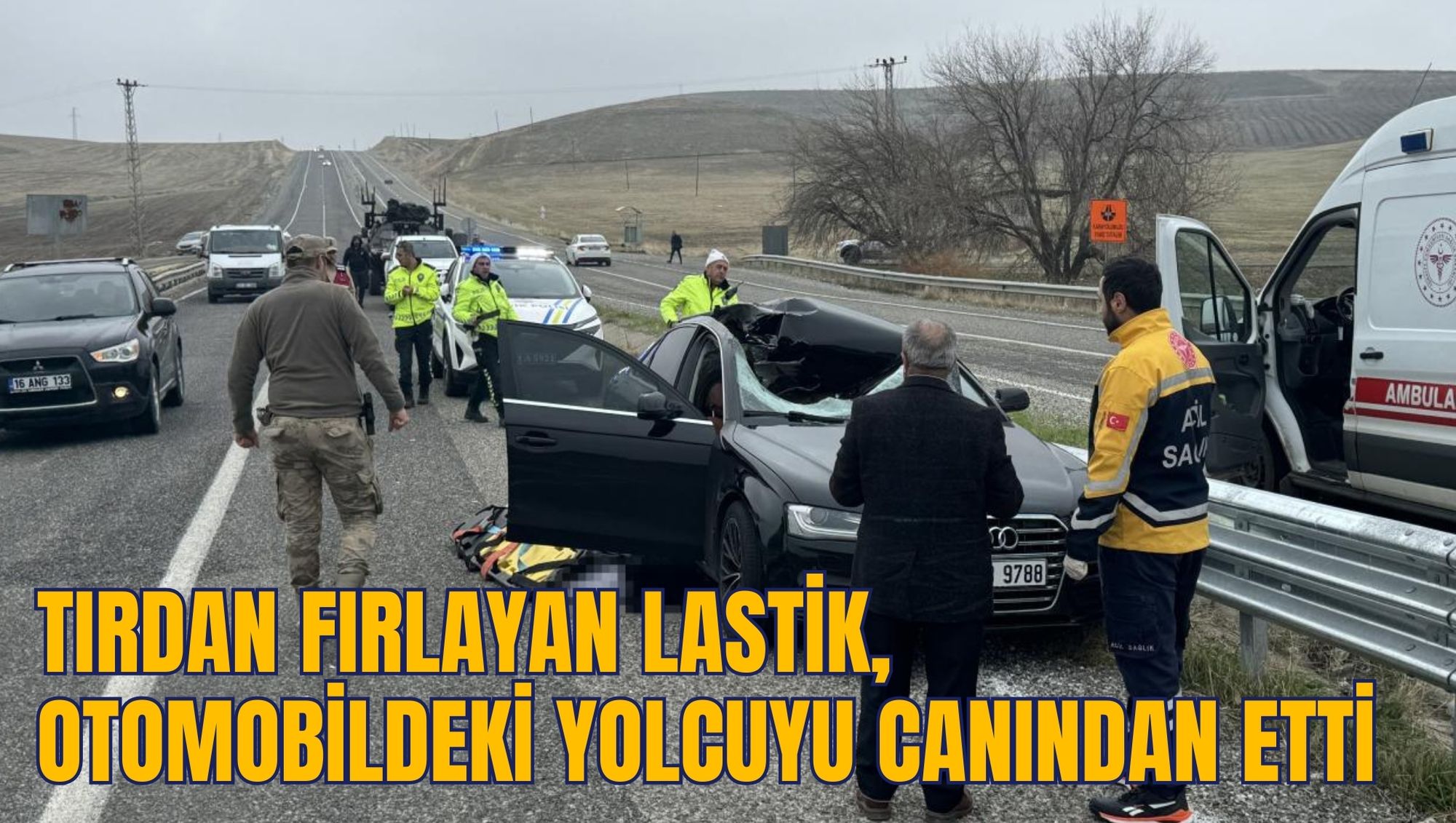TIRDAN FIRLAYAN LASTİK, OTOMOBİLDEKİ YOLCUYU CANINDAN ETTİ