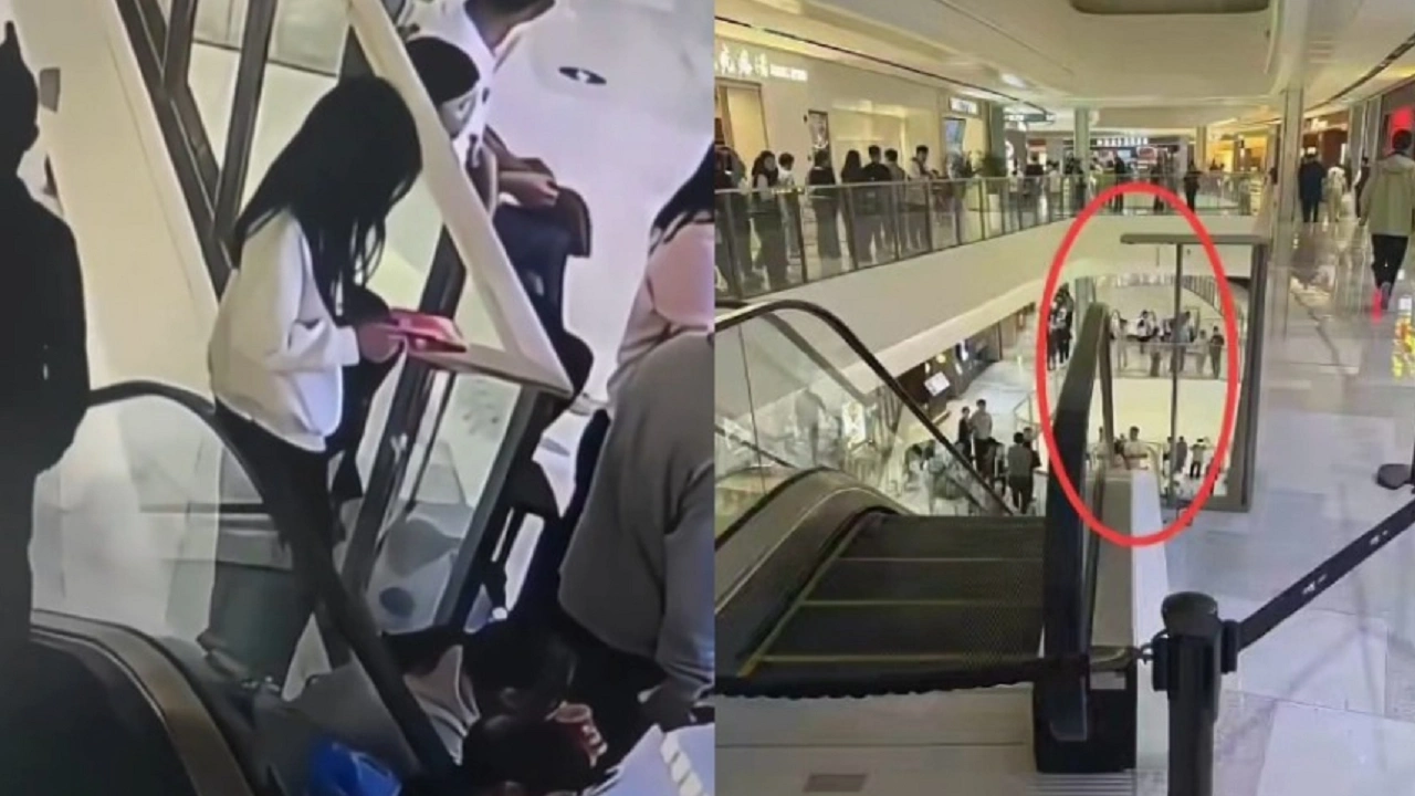 AVM'de yürüyen merdiven felaketi!