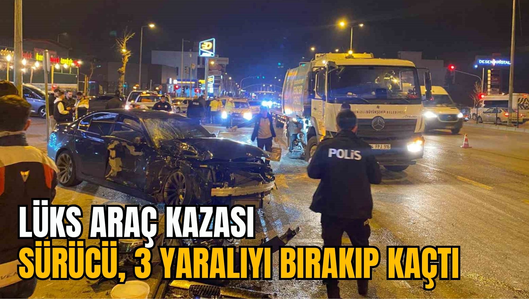 LÜKS ARAÇ KAZASI: SÜRÜCÜ, 3 YARALIYI BIRAKIP KAÇTI