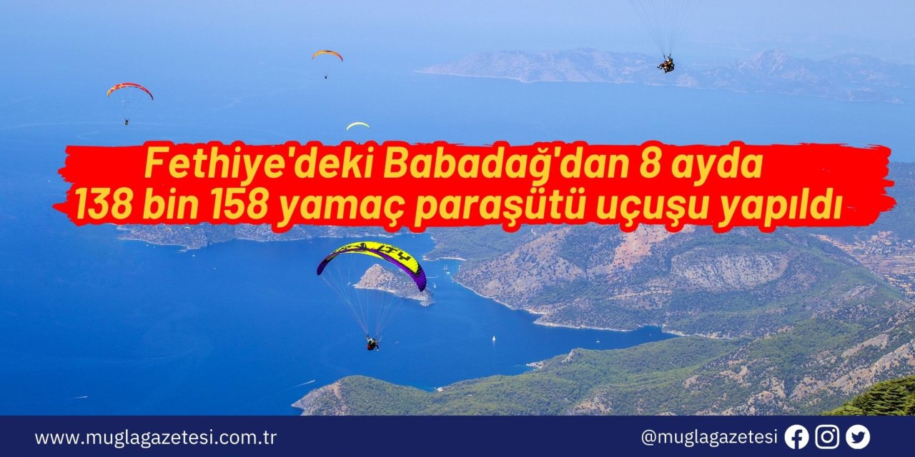 Fethiye'deki Babadağ'dan 8 ayda 138 bin 158 yamaç paraşütü uçuşu yapıldı