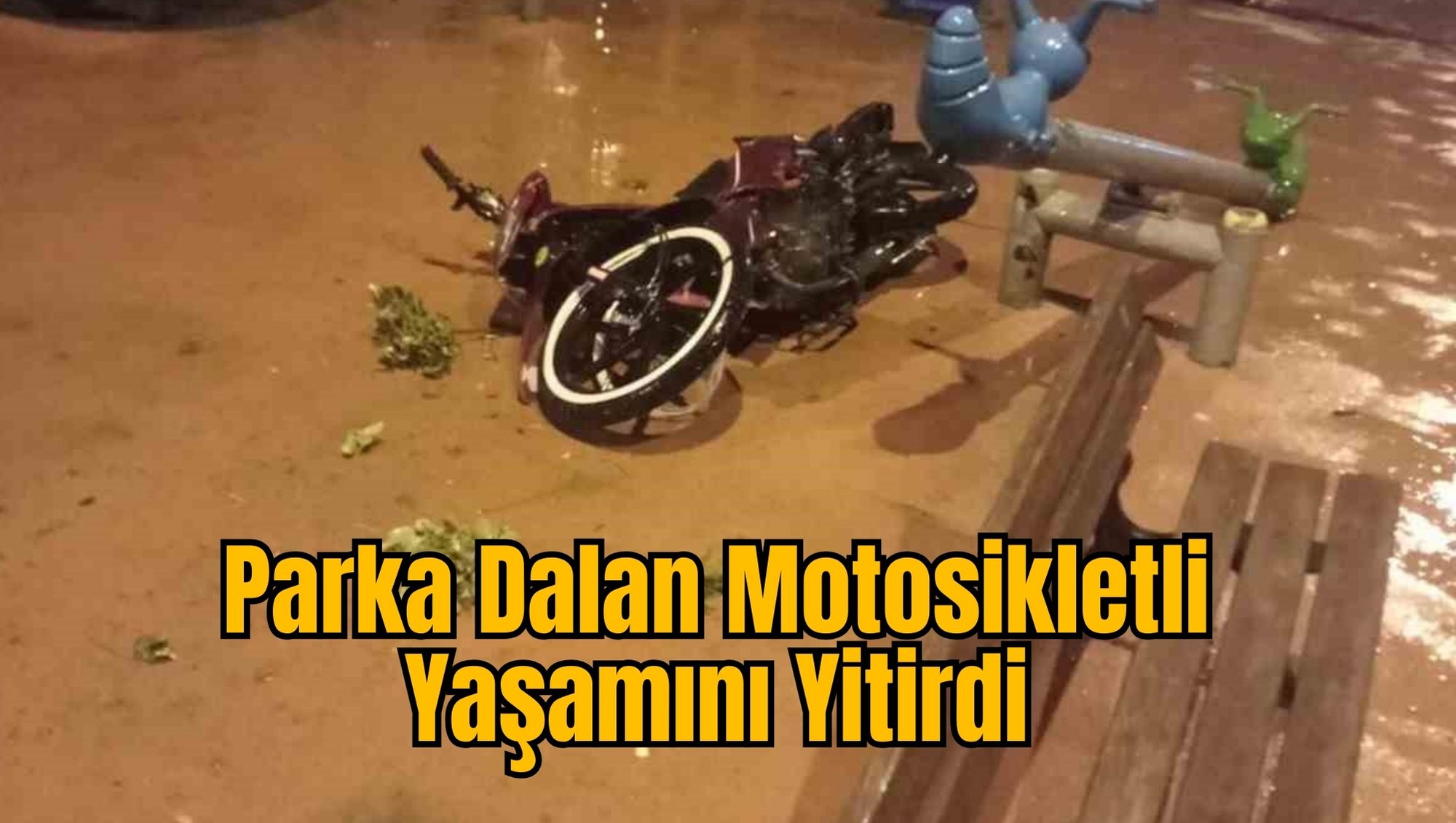 Parka Dalan Motosikletli Yaşamını Yitirdi