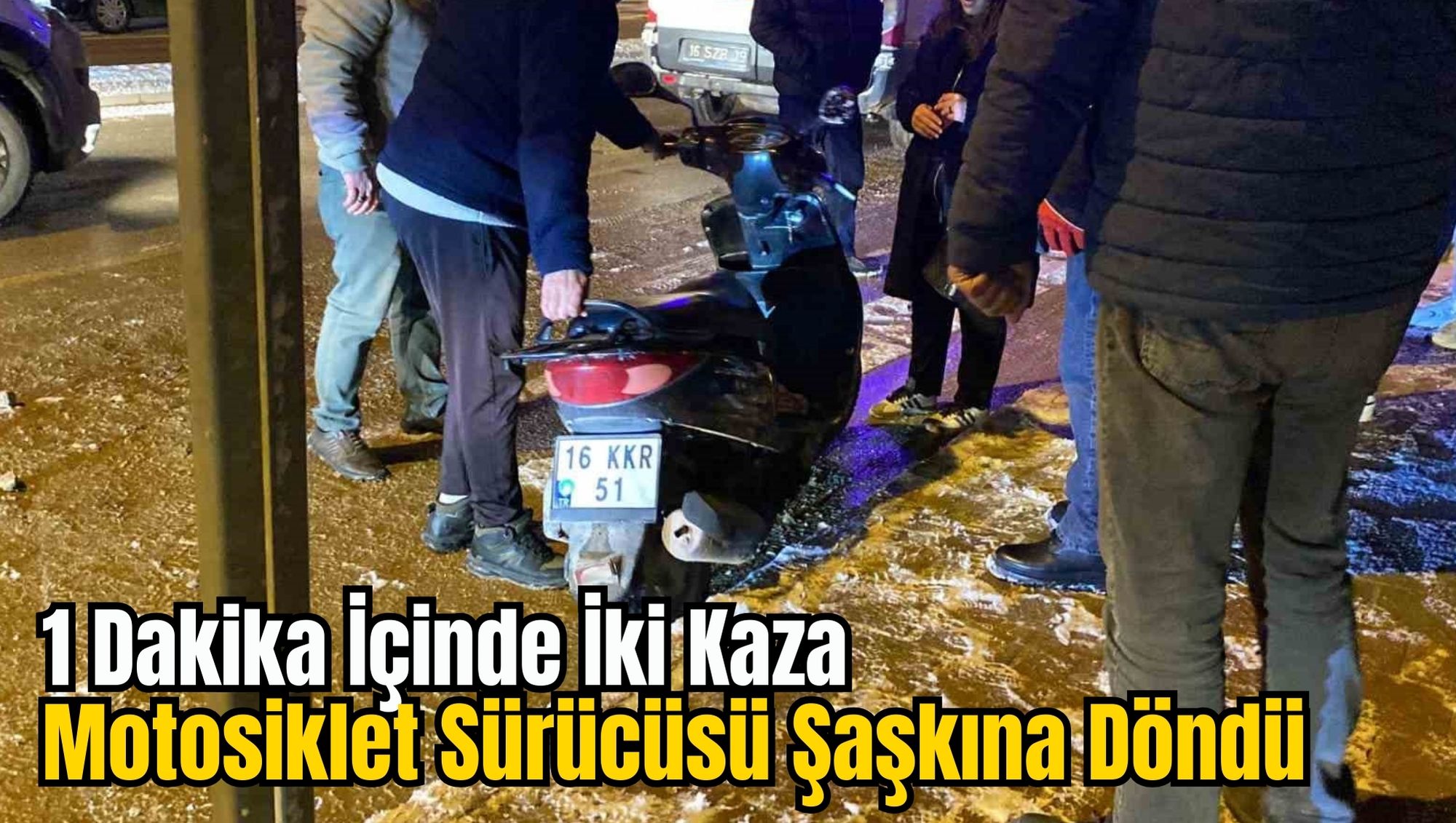 1 Dakika İçinde İki Kaza: Motosiklet Sürücüsü Şaşkına Döndü