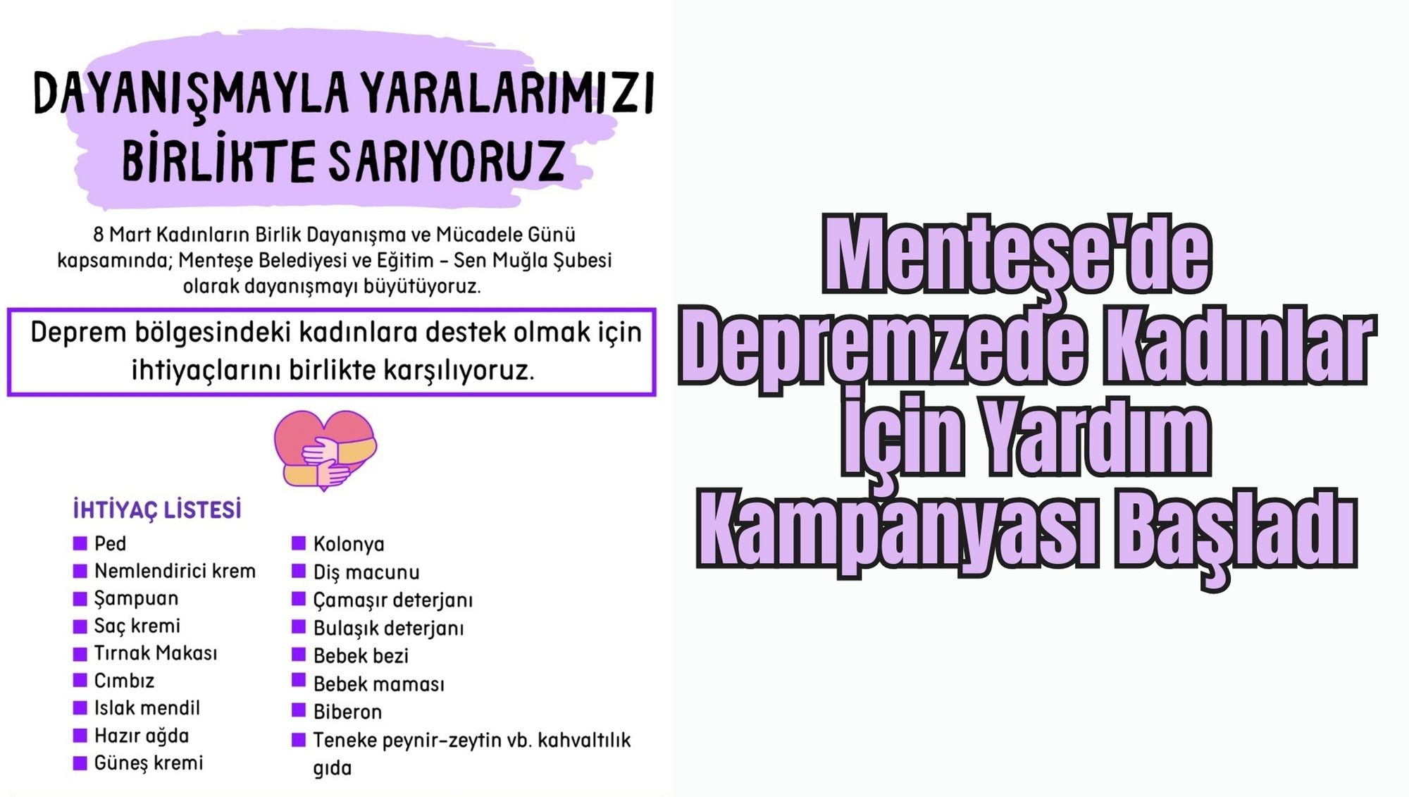 Menteşe'de Depremzede Kadınlar İçin Yardım Kampanyası Başladı