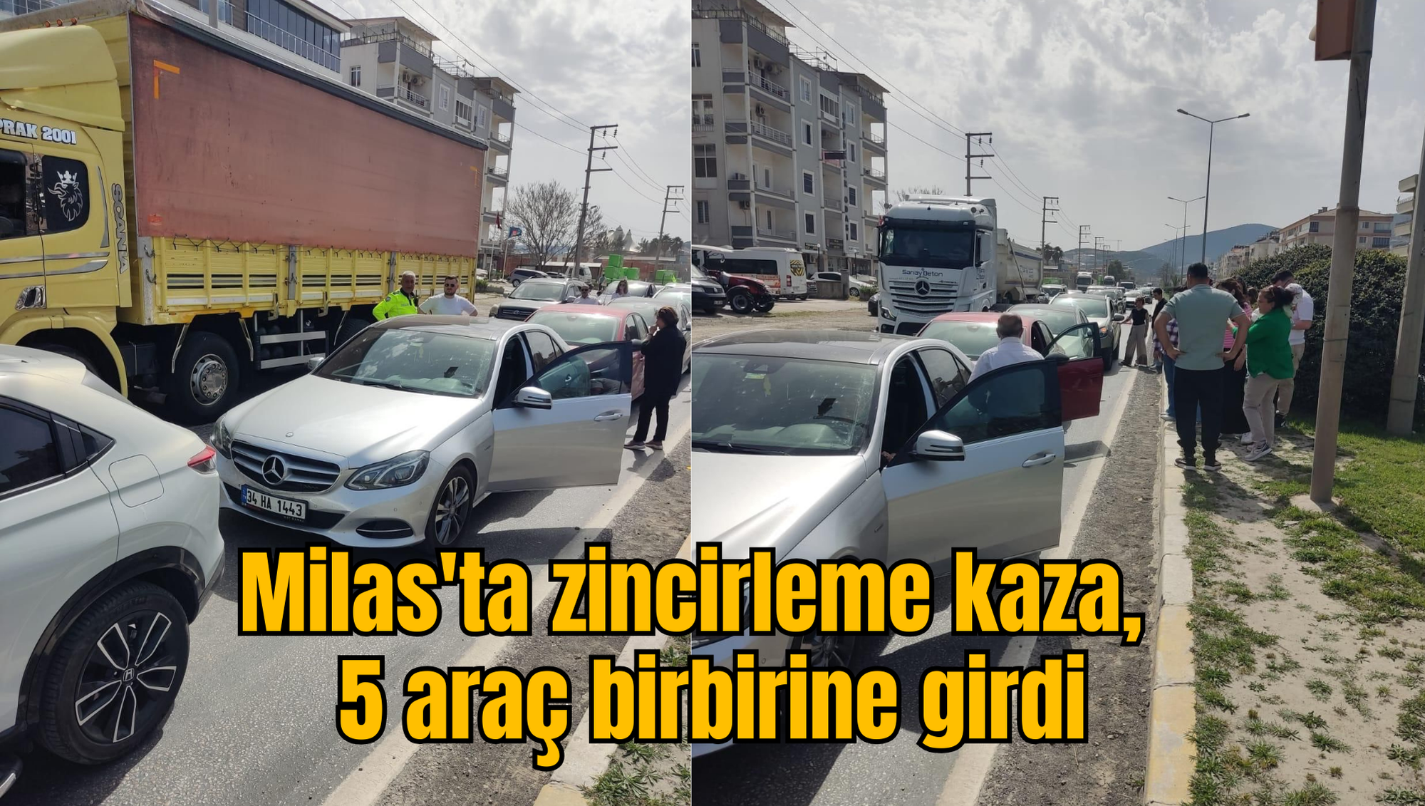 Milas'ta zincirleme kaza,  5 araç birbirine girdi