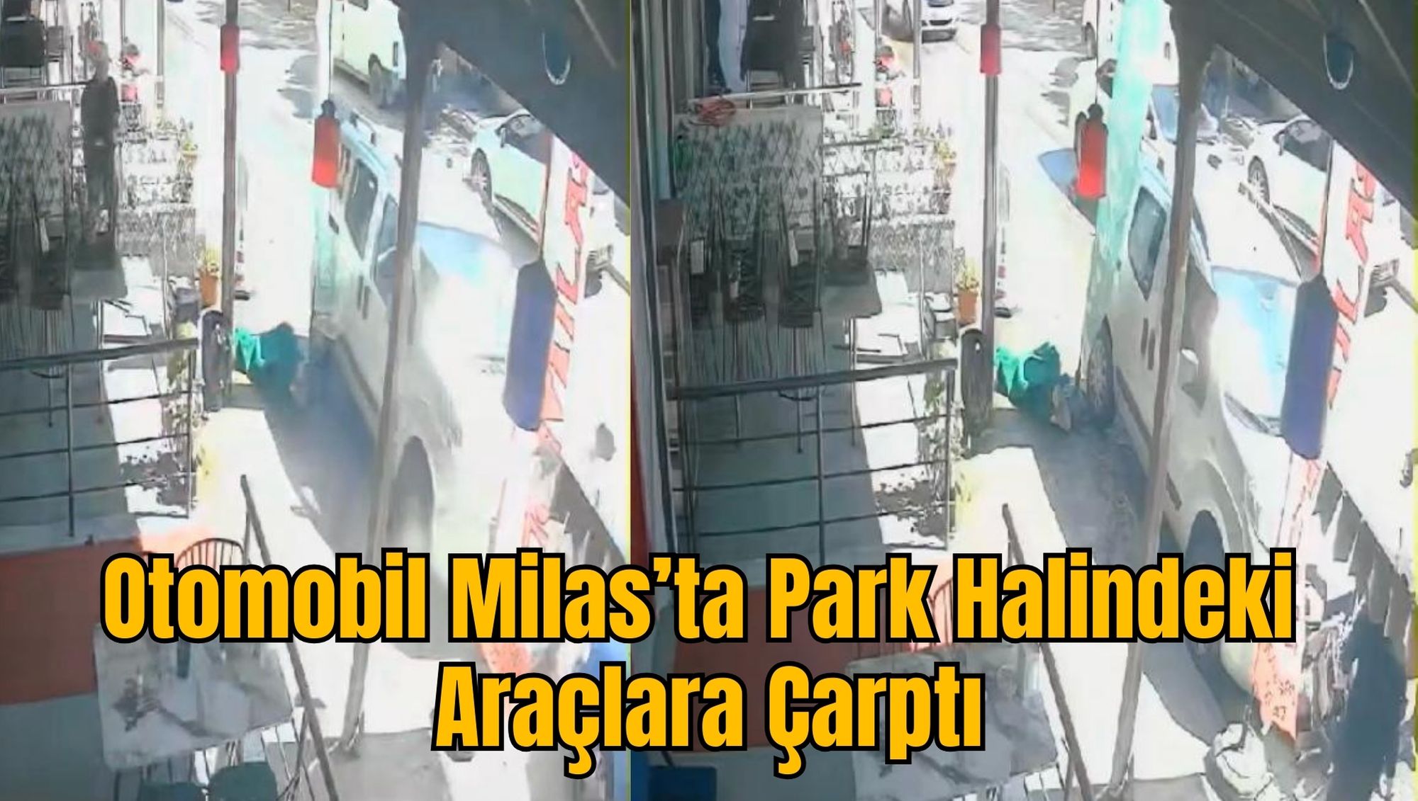 Otomobil Milas’ta Park Halindeki Araçlara Çarptı
