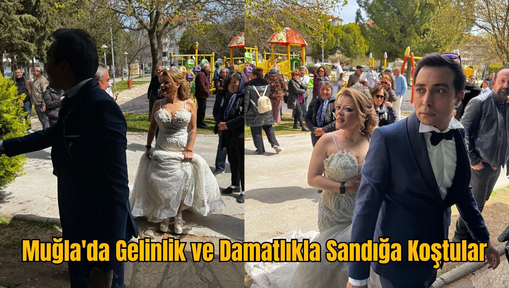 Muğla'da Gelinlik ve Damatlıkla Sandığa Koştular