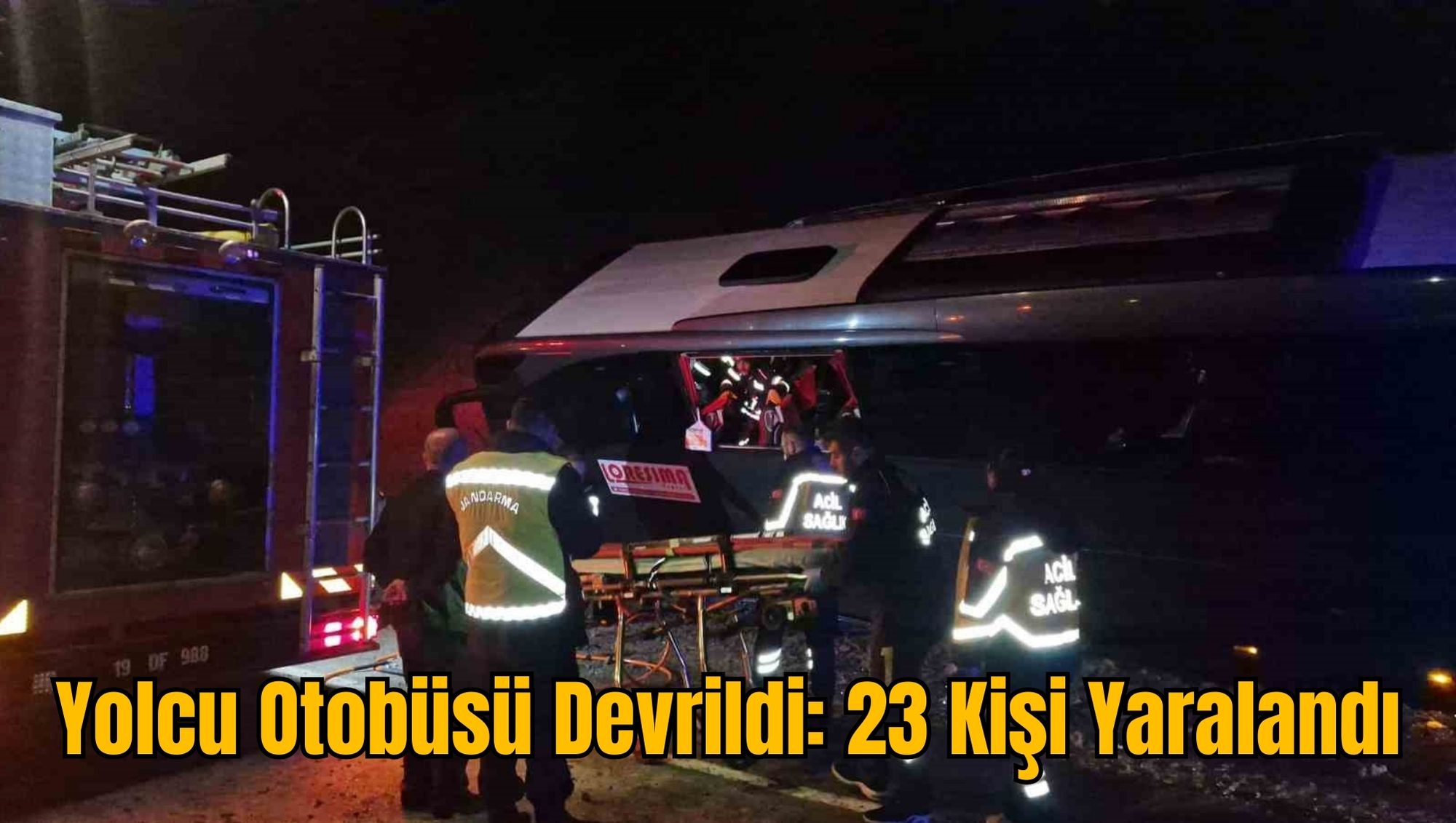 Yolcu Otobüsü Devrildi: 23 Kişi Yaralandı