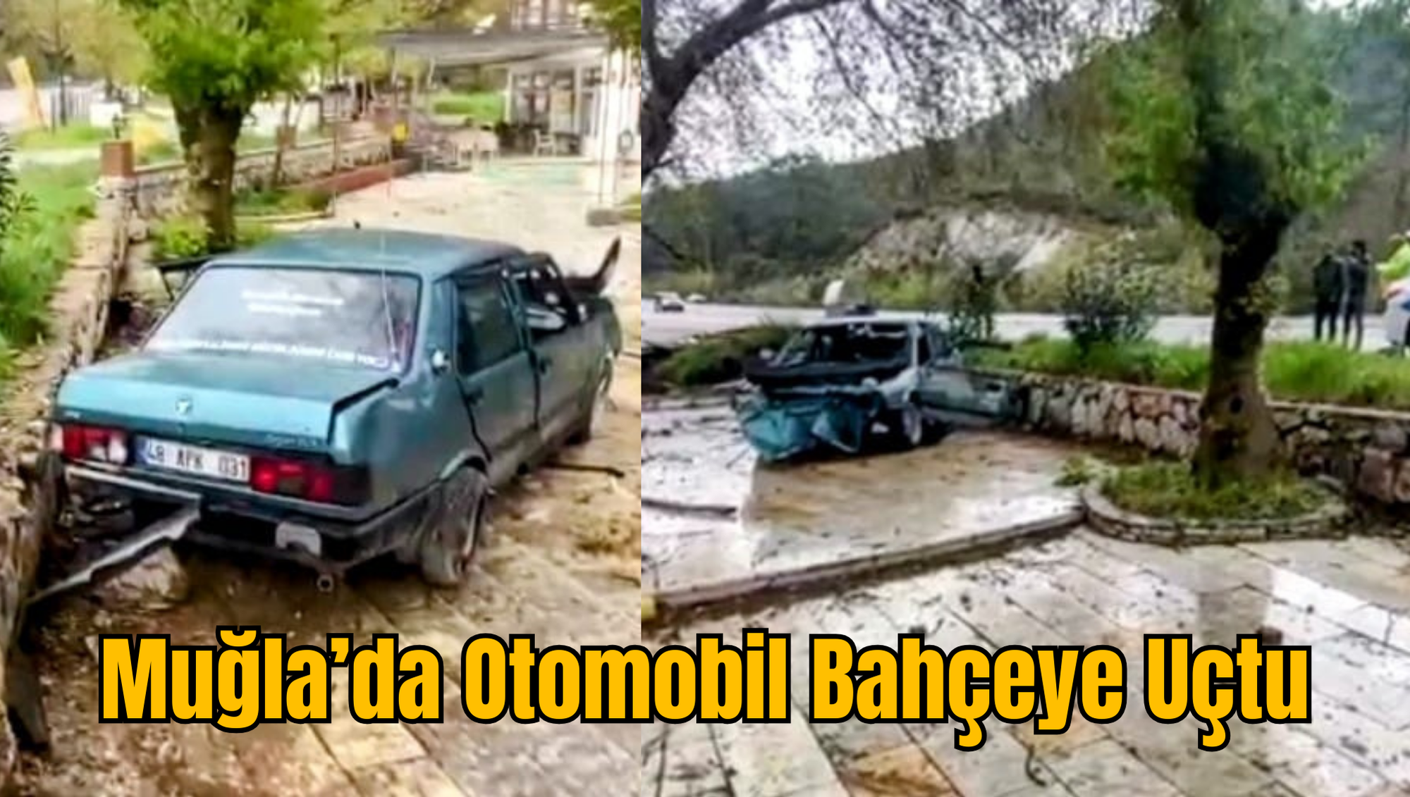 Muğla’da Otomobil Bahçeye Uçtu