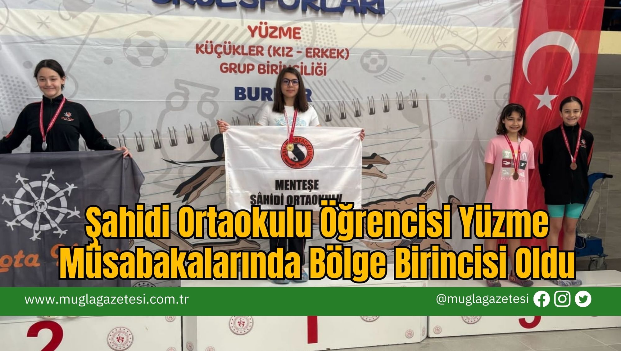 Şahidi Ortaokulu Öğrencisi Yüzme Müsabakalarında Bölge Birincisi Oldu