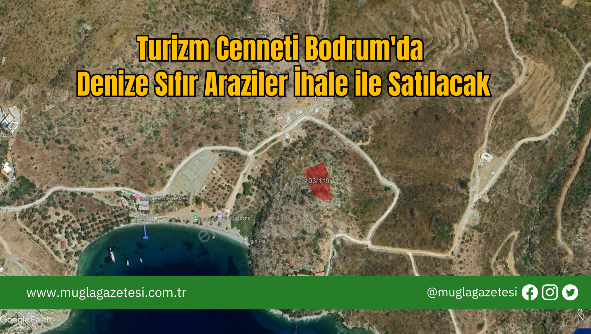 Turizm Cenneti Bodrum'da Denize Sıfır Araziler İhale ile Satılacak