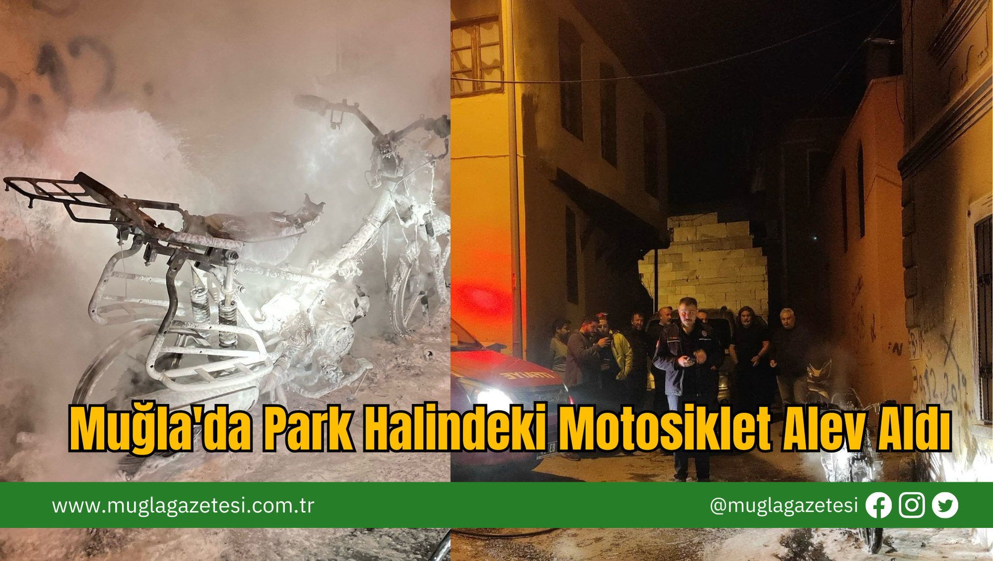 Muğla'da Park Halindeki Motosiklet Alev Aldı