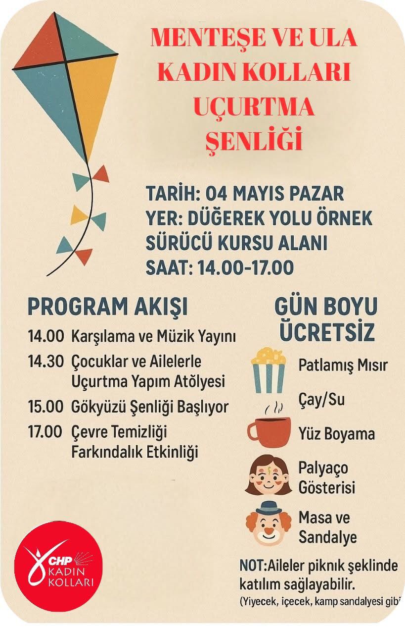 CHP Menteşe ve Ula Kadın Kolları’ndan Renkli Uçurtma Şenliği