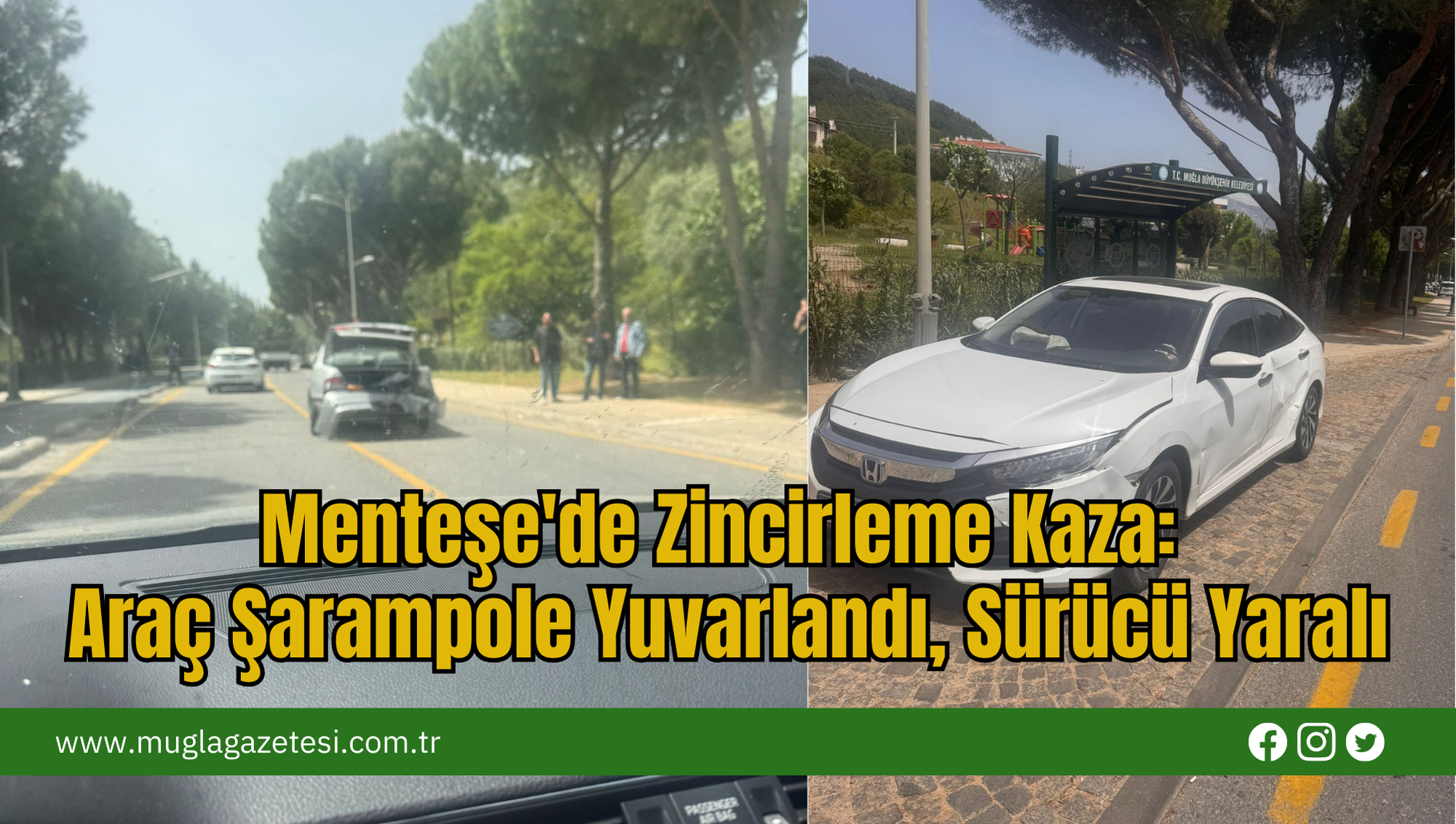 Menteşe'de Zincirleme Kaza: Araç Şarampole Yuvarlandı, Sürücü Yaralı