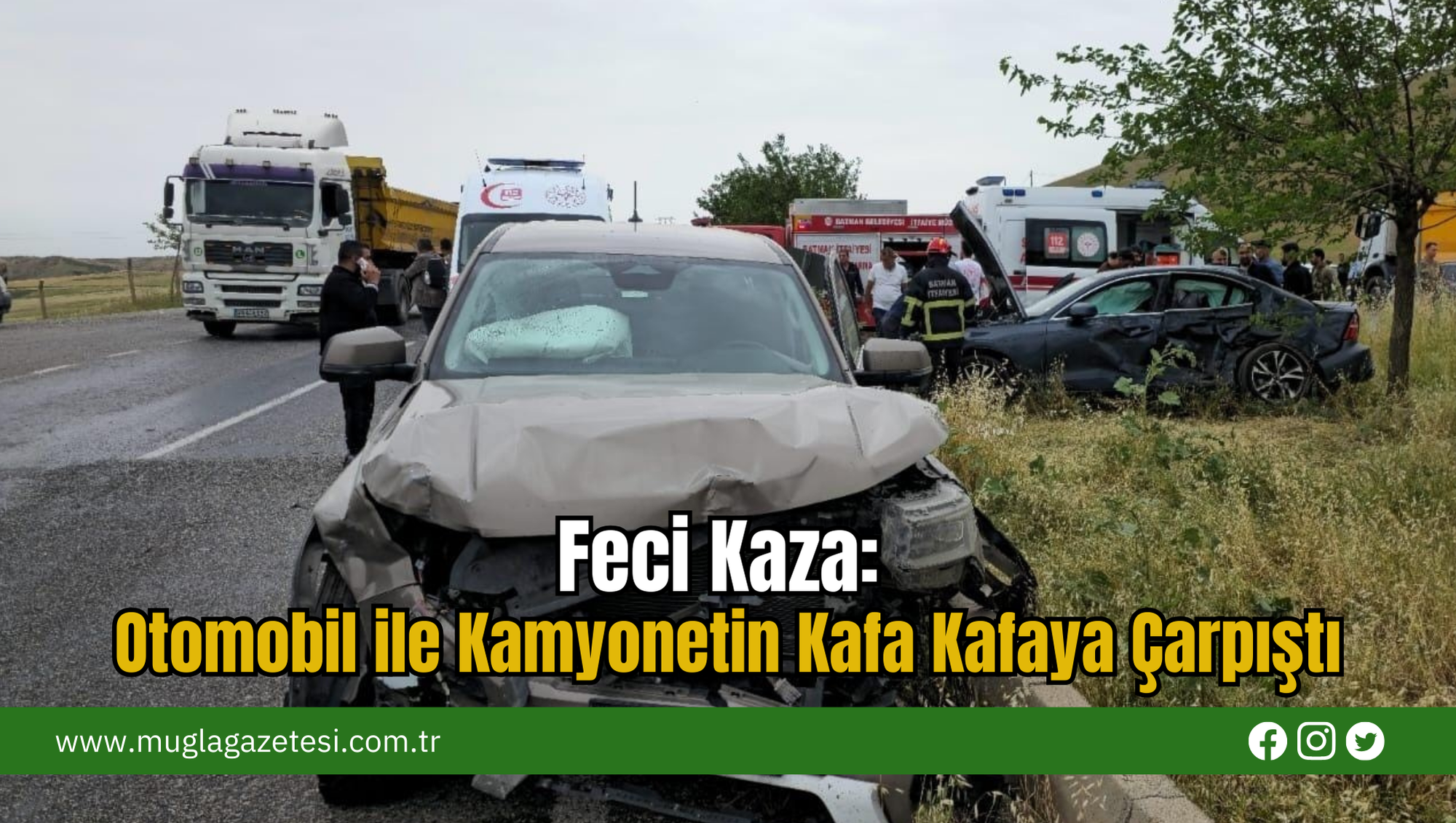 Feci Kaza: Otomobil ile Kamyonetin Kafa Kafaya Çarpıştı