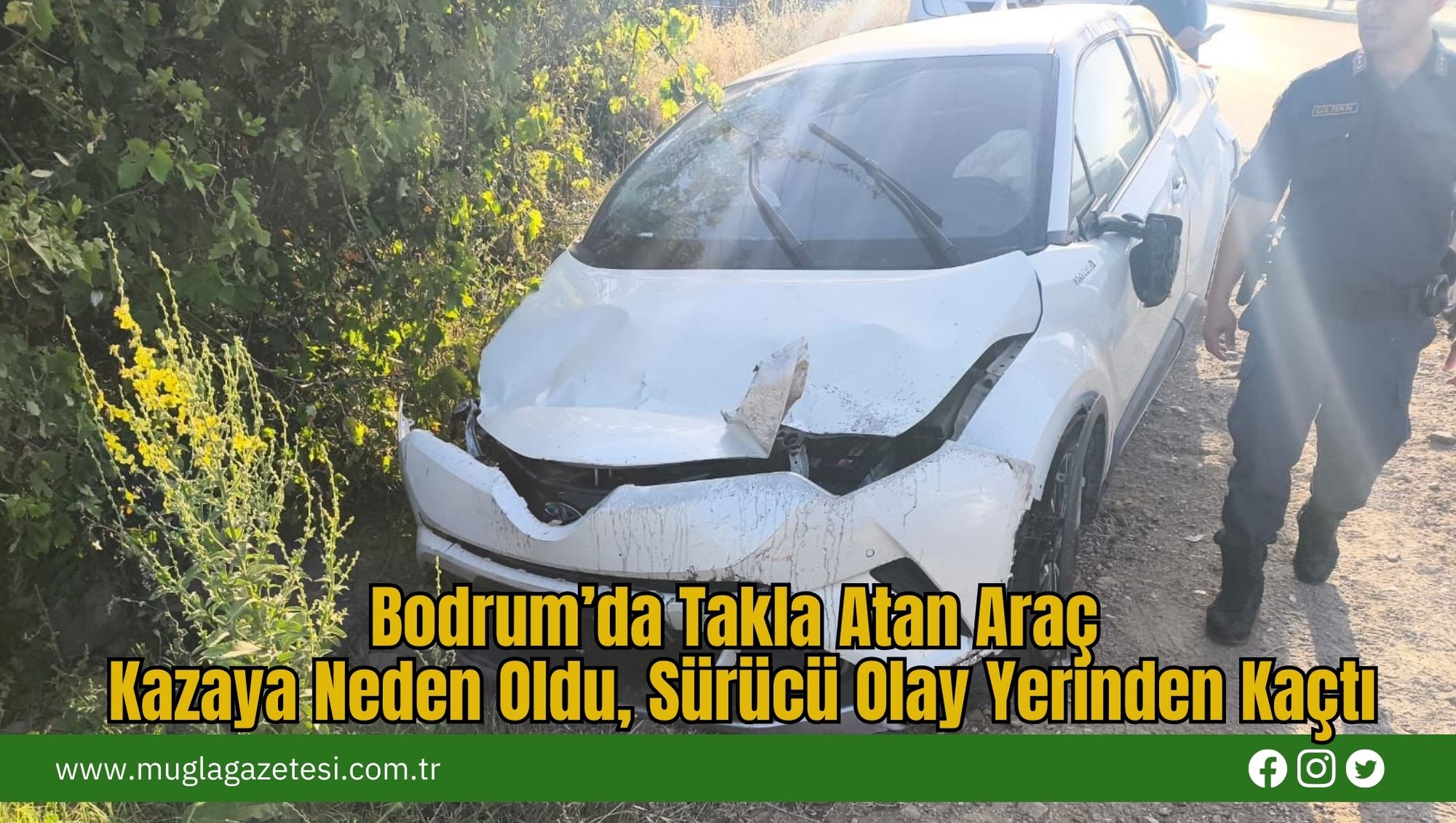 Bodrum’da Takla Atan Araç Kazaya Neden Oldu, Sürücü Olay Yerinden Kaçtı