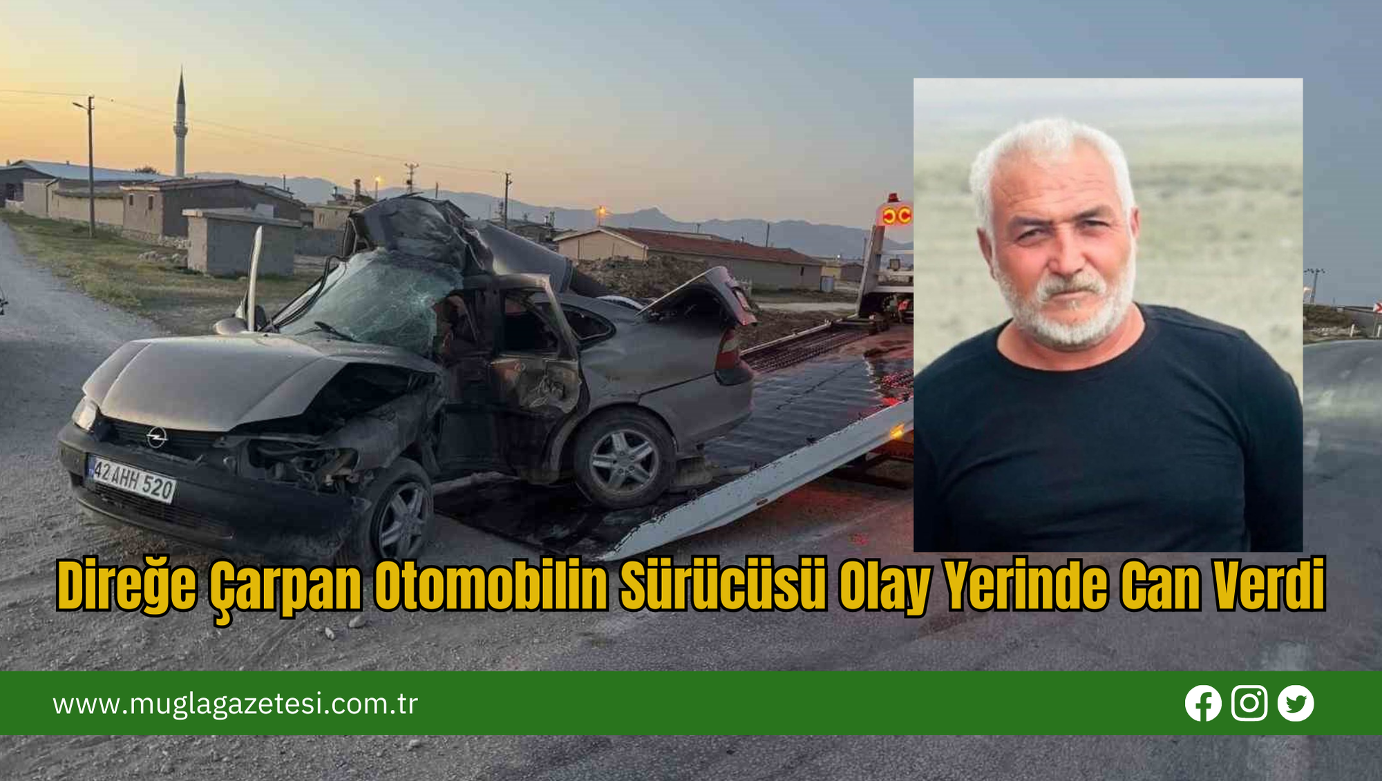 Direğe Çarpan Otomobilin Sürücüsü Olay Yerinde Can Verdi