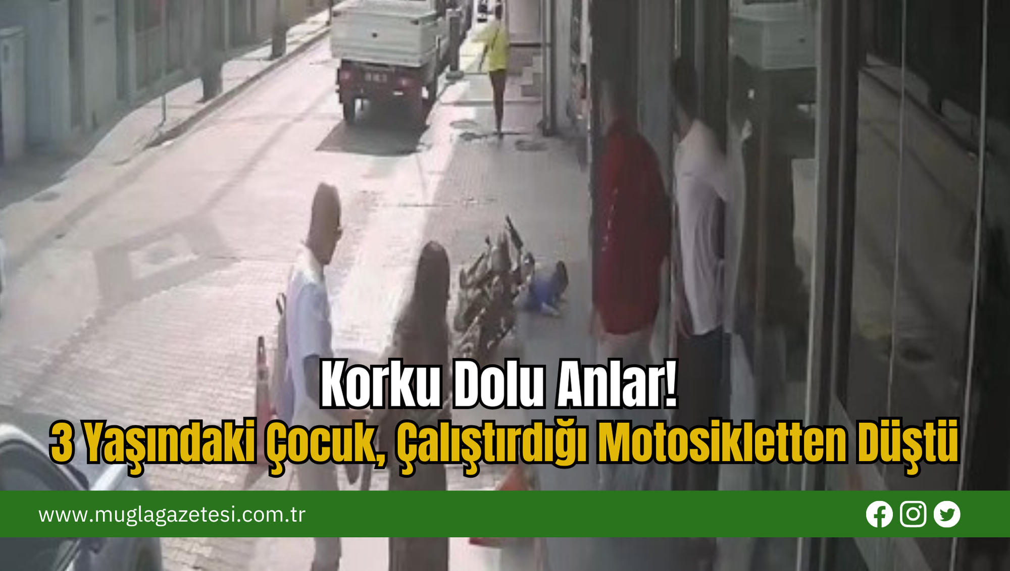 Korku Dolu Anlar!  3 Yaşındaki Çocuk, Çalıştırdığı Motosikletten Düştü