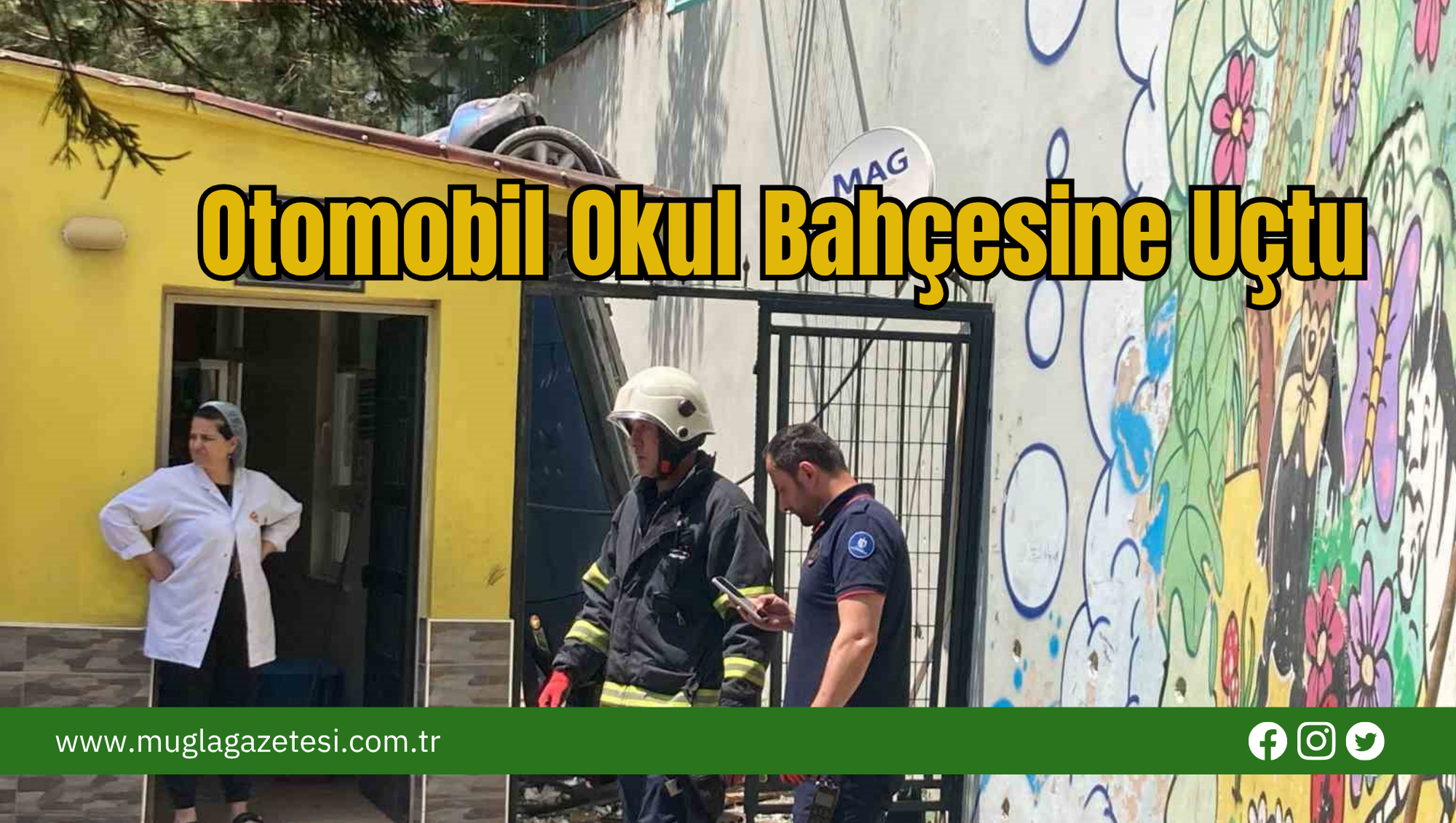 Otomobil Okul Bahçesine Uçtu