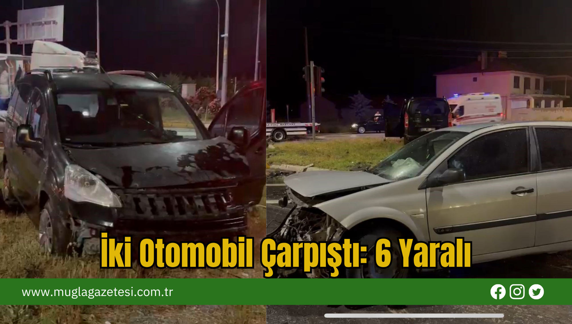 İki Otomobil Çarpıştı: 6 Yaralı