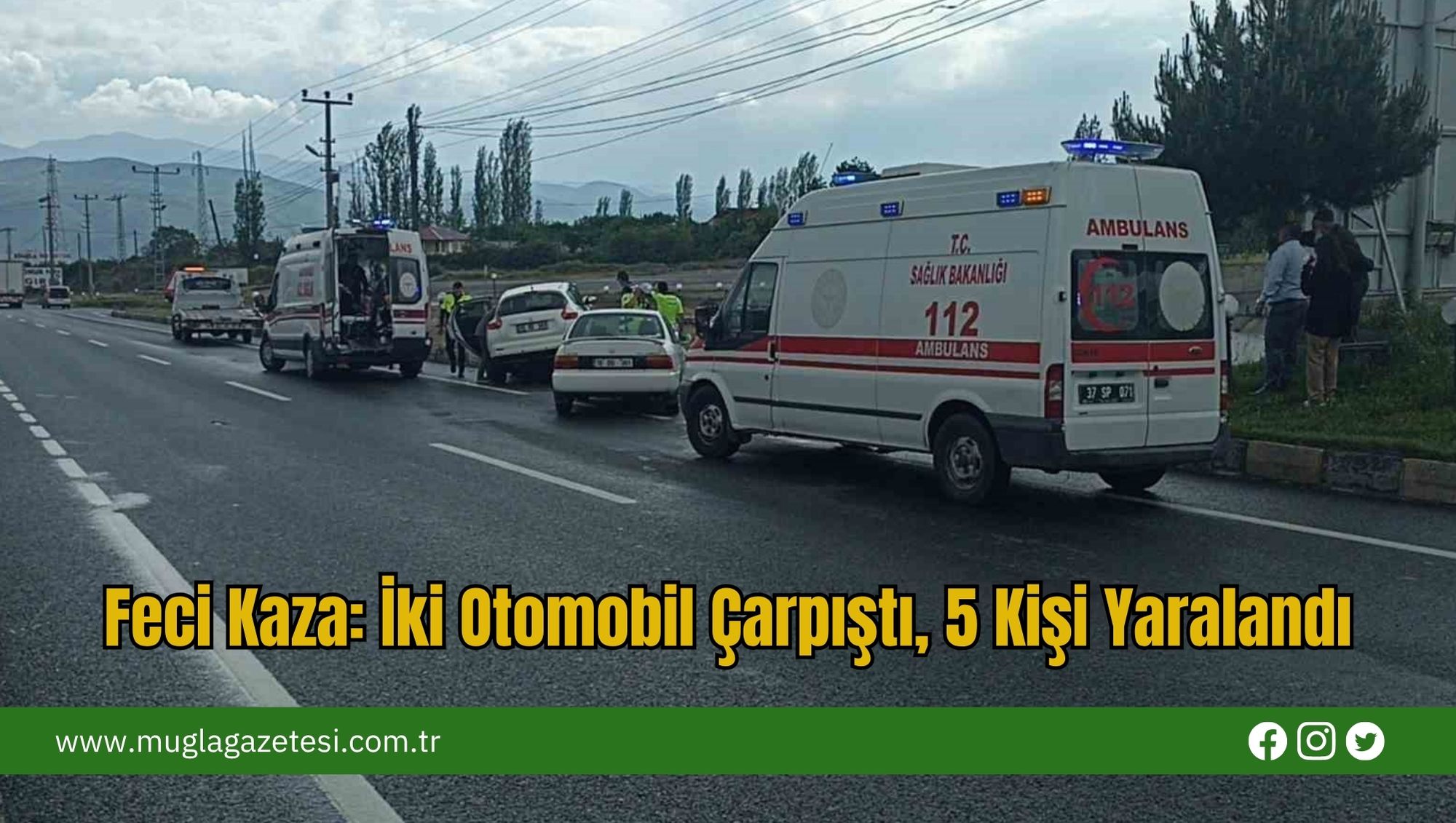 Feci Kaza: İki Otomobil Çarpıştı, 5 Kişi Yaralandı