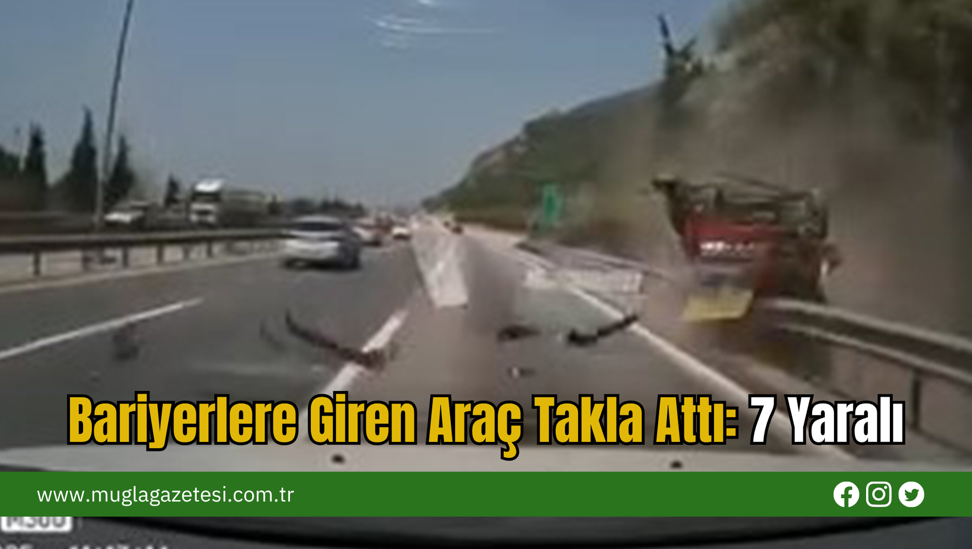 Bariyerlere Giren Araç Takla Attı: 7 Yaralı