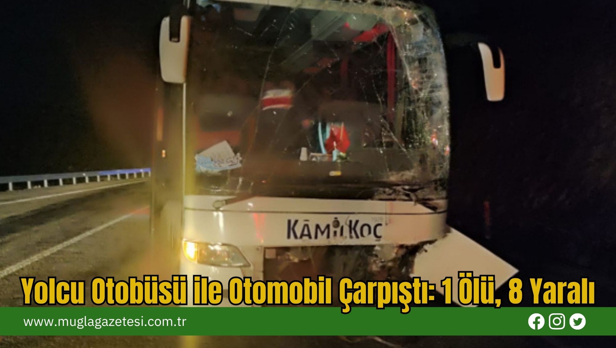 Yolcu Otobüsü ile Otomobil Çarpıştı: 1 Ölü, 8 Yaralı