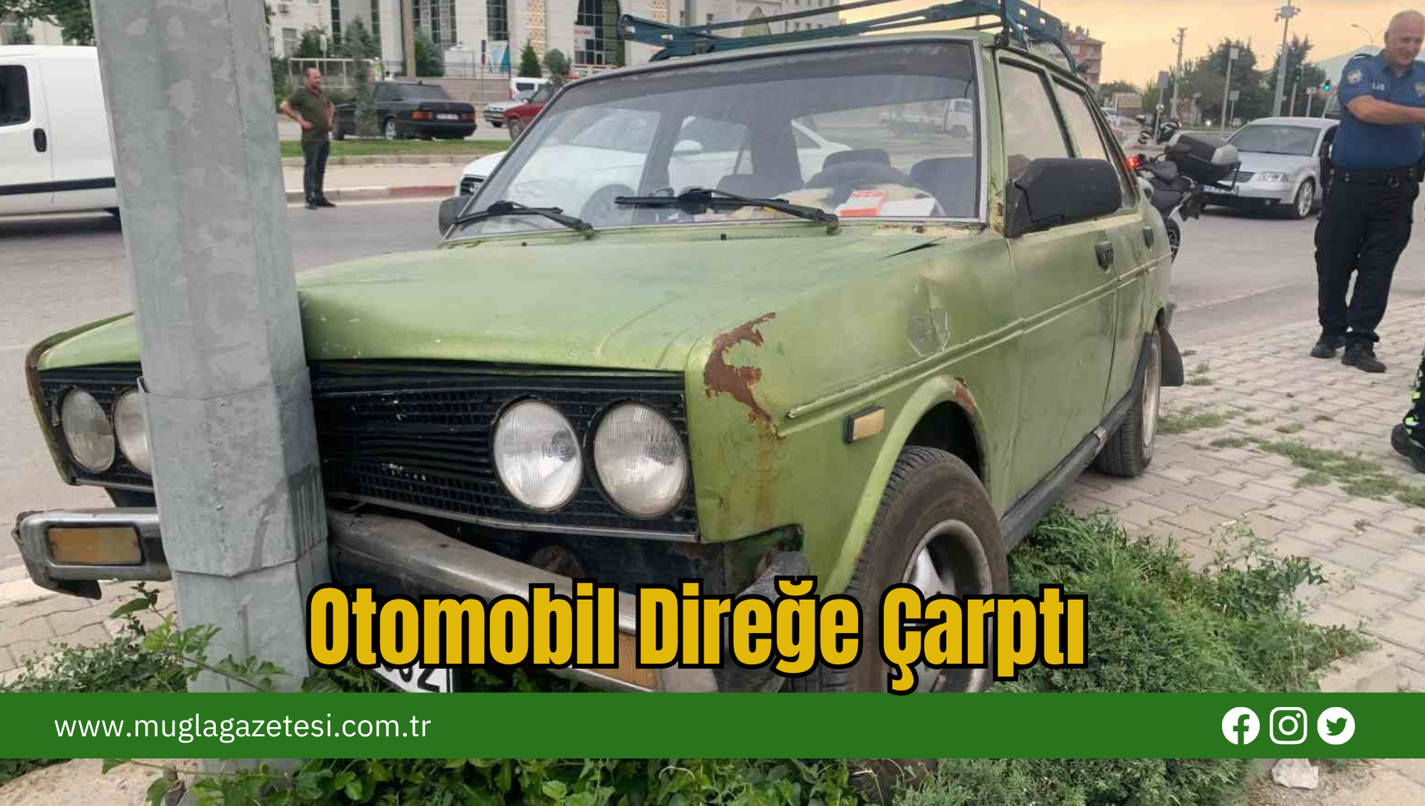 Otomobil Direğe Çarptı