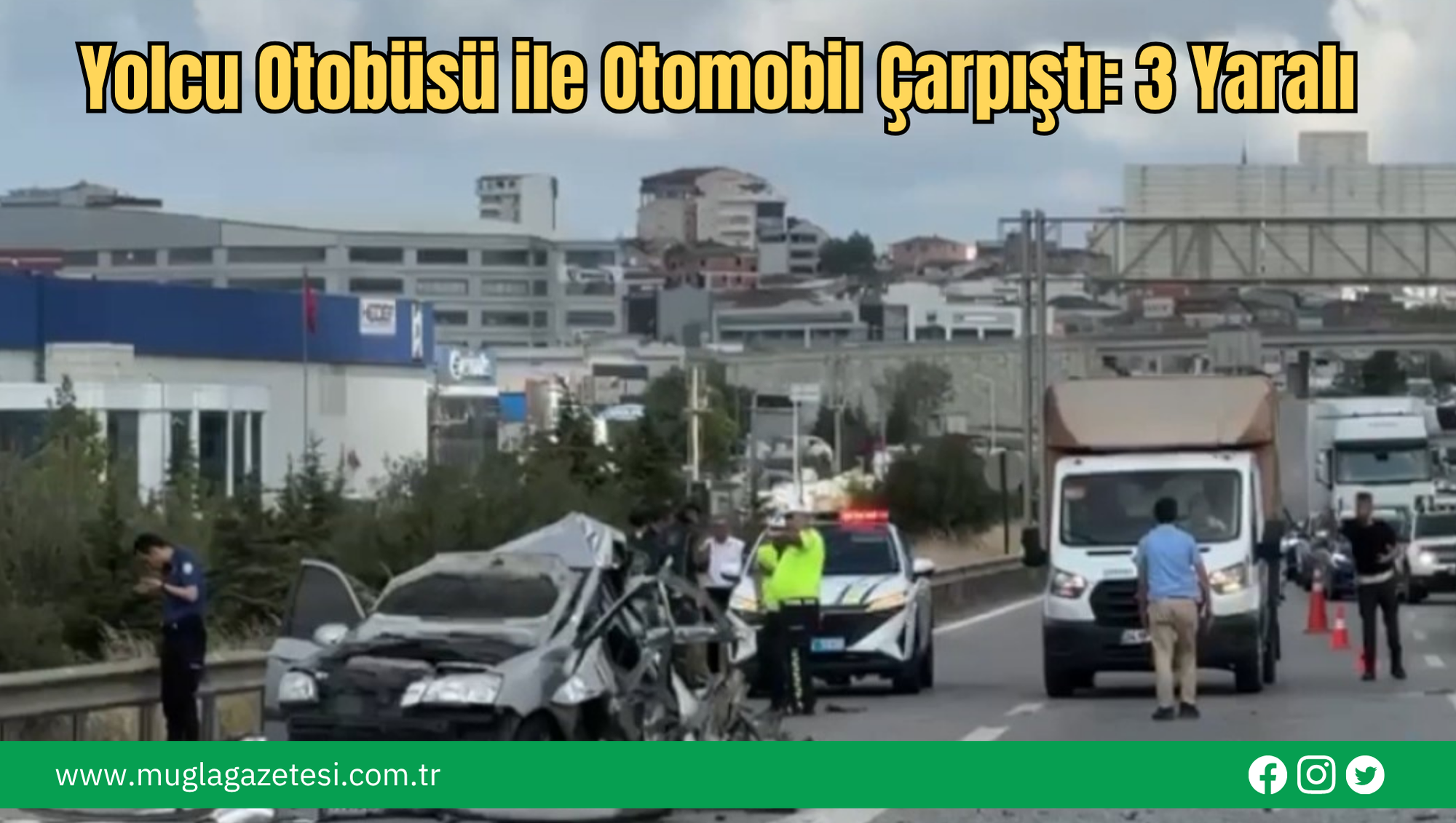 Yolcu Otobüsü ile Otomobil Çarpıştı: 3 Yaralı