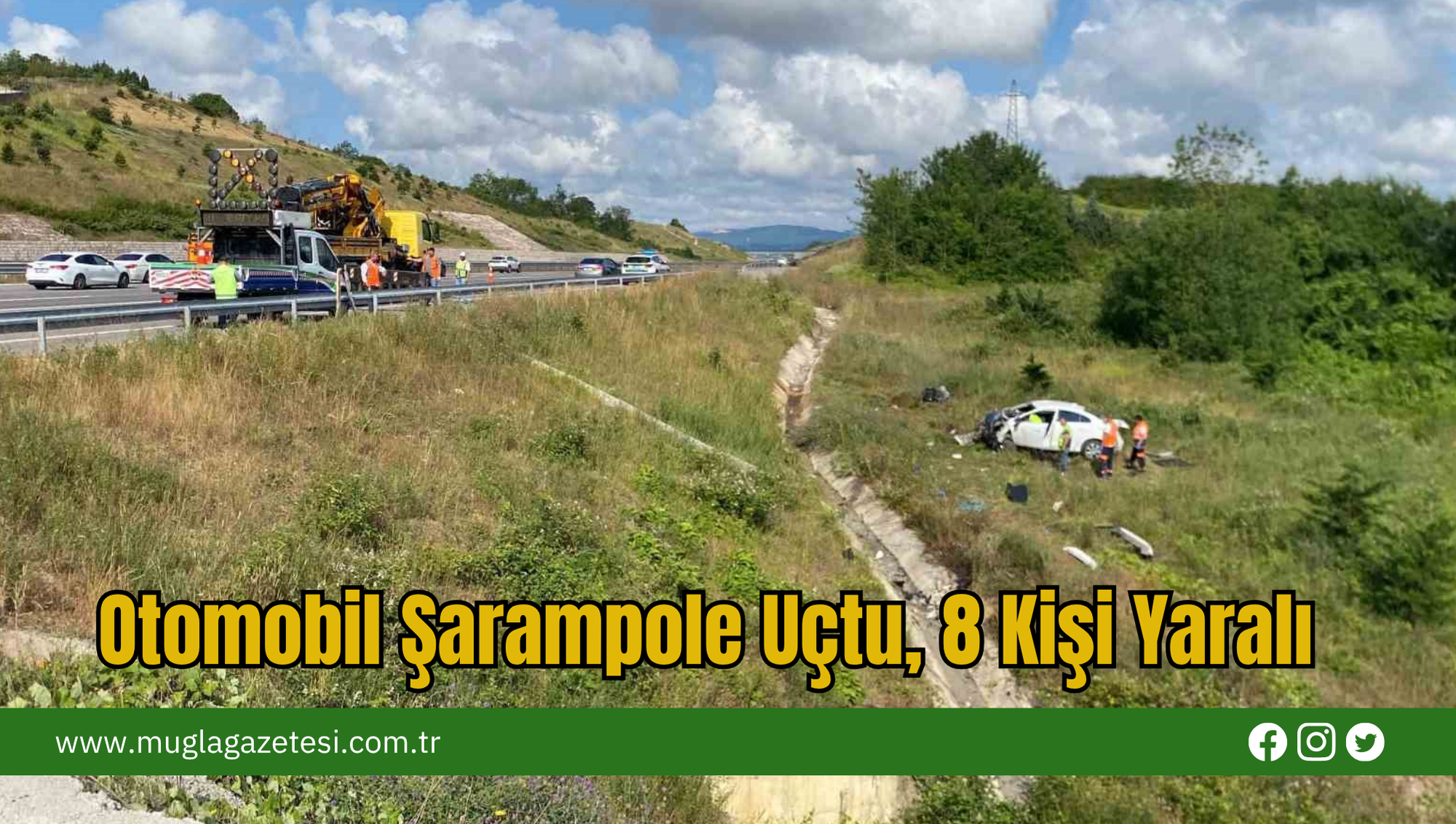 Otomobil Şarampole Uçtu, 8 Kişi Yaralı