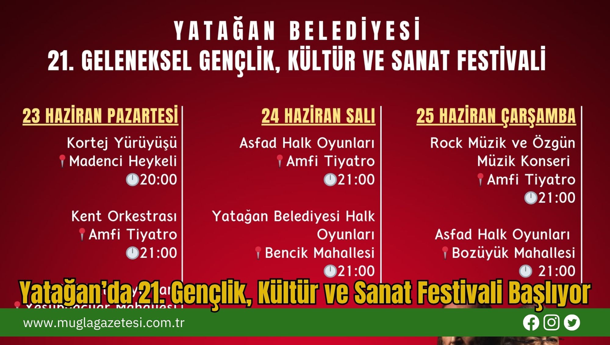 Yatağan’da 21. Gençlik, Kültür ve Sanat Festivali Başlıyor