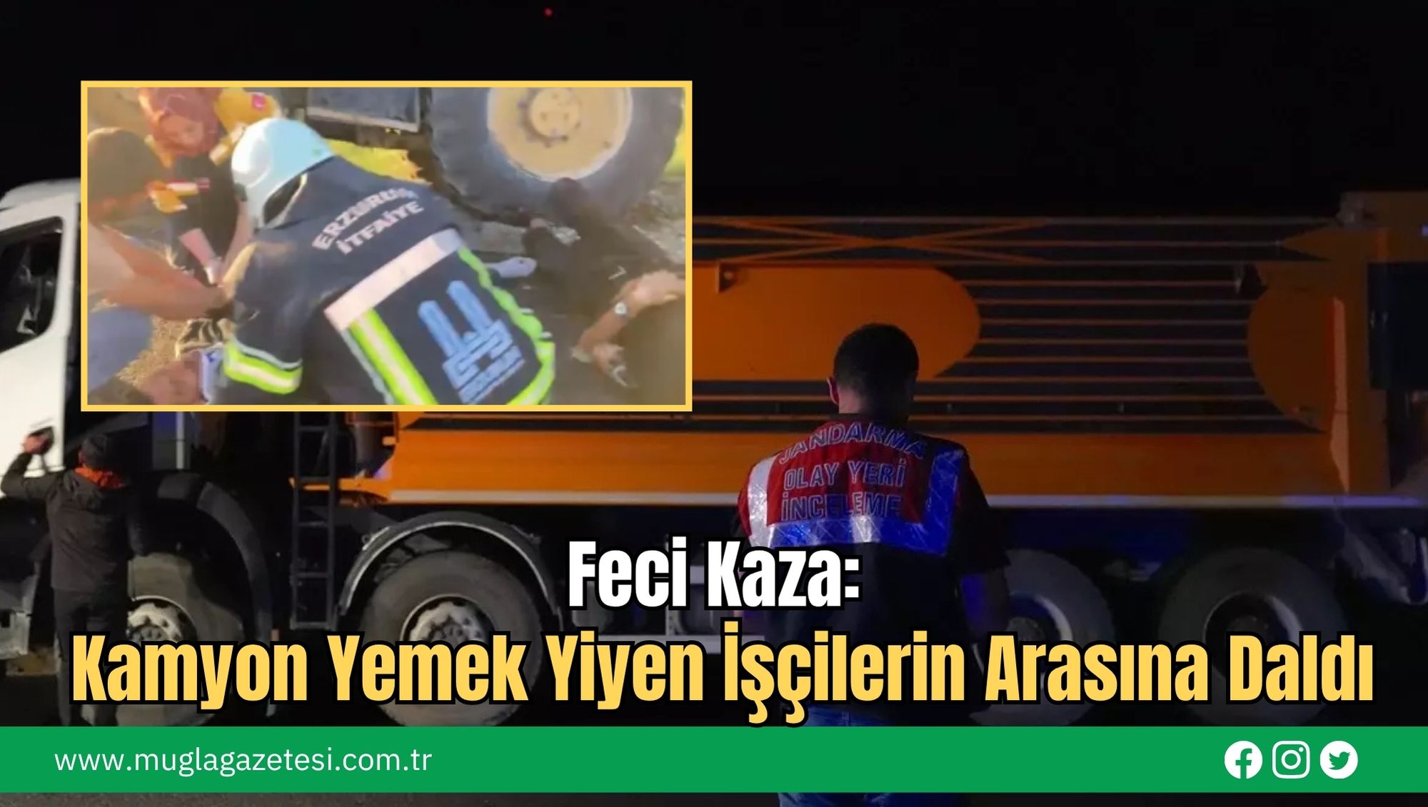 Kamyon Yemek Yiyen İşçilerin Arasına Daldı