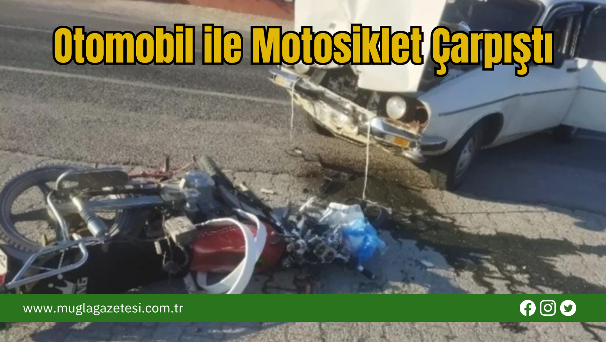 Otomobil ile Motosiklet Çarpıştı