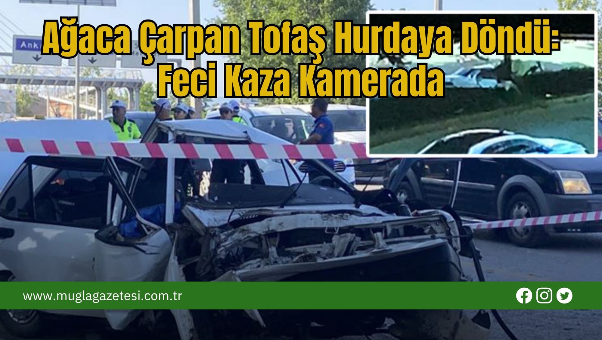 Ağaca Çarpan Tofaş Hurdaya Döndü: Feci Kaza Kamerada