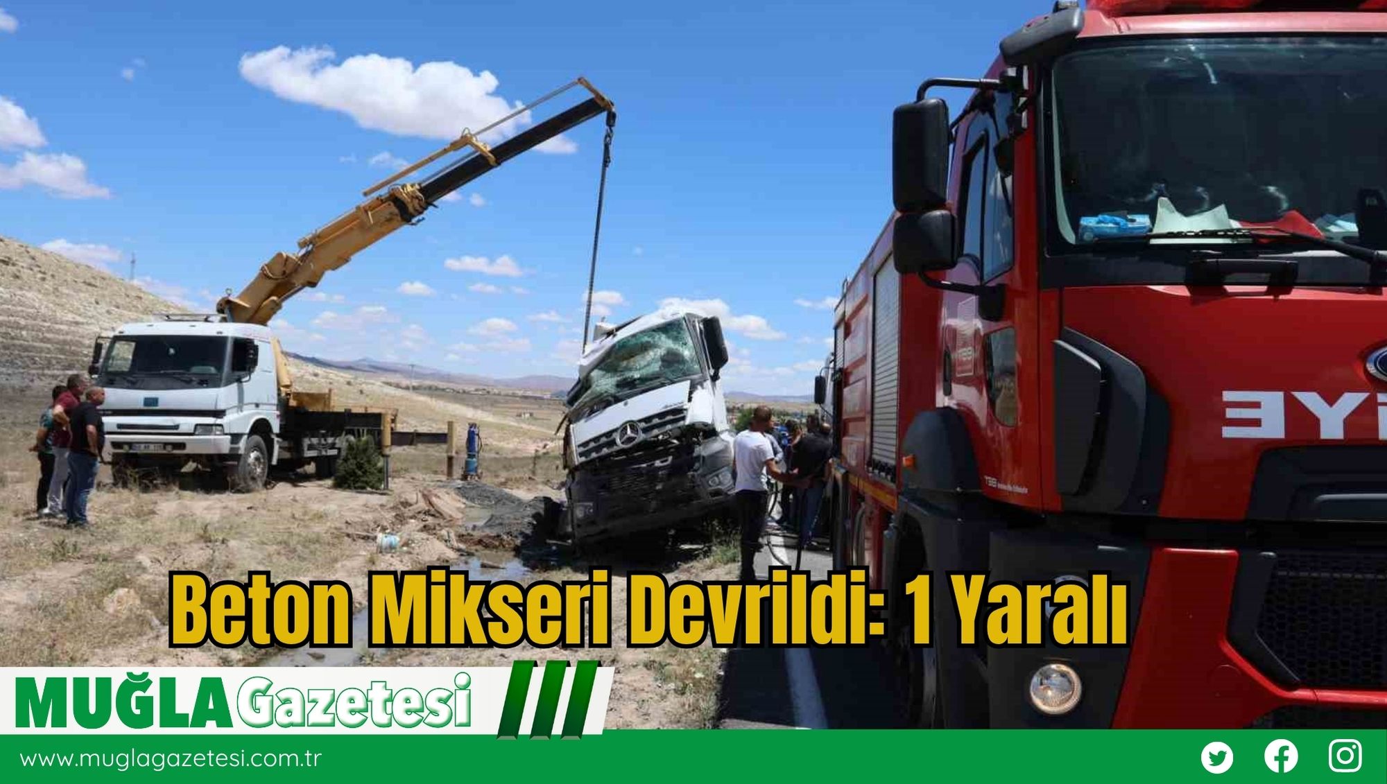 Beton Mikseri Devrildi: 1 Yaralı
