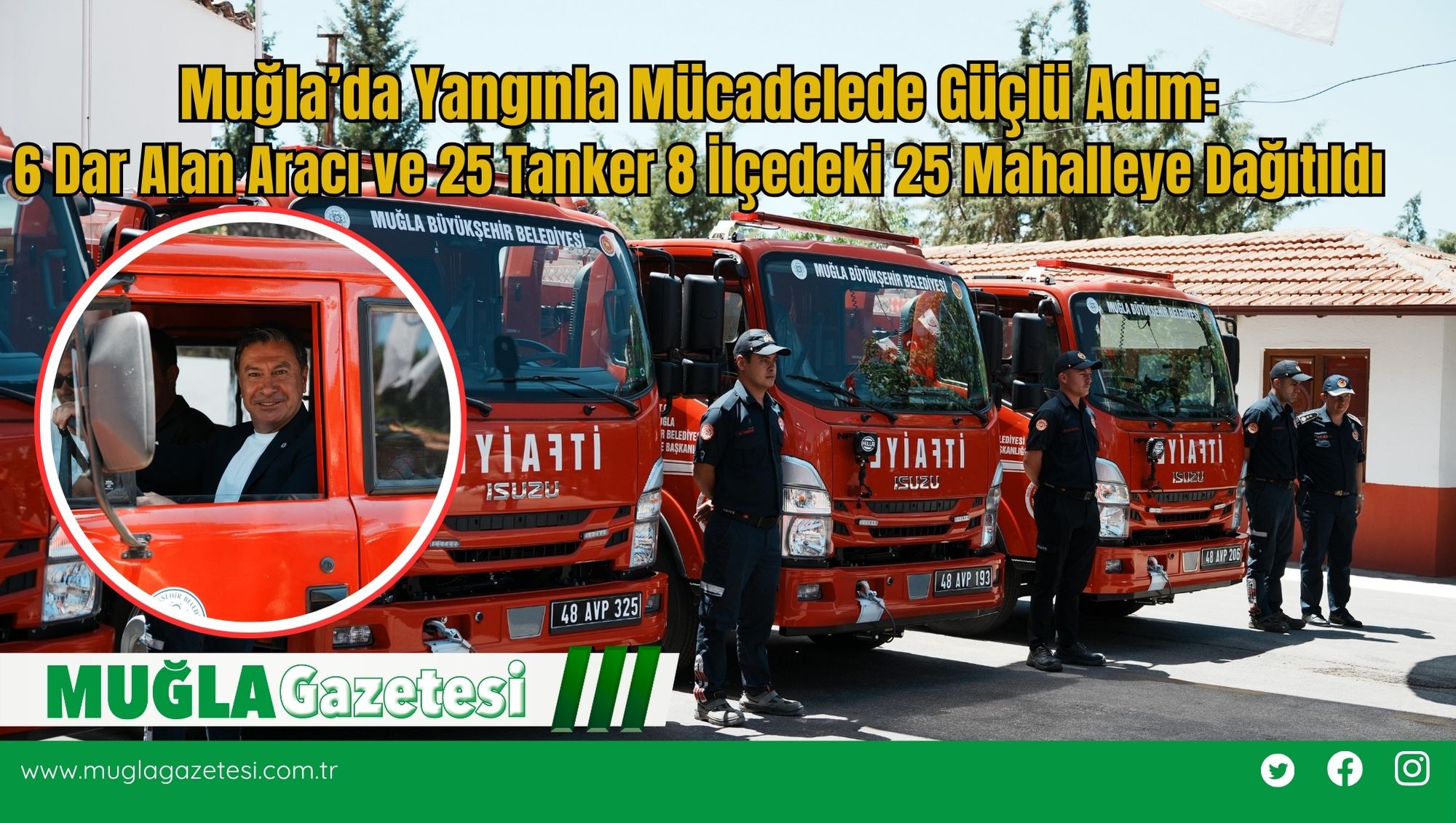 Muğla’da Yangınla Mücadelede Güçlü Adım: 6 Dar Alan Aracı ve 25 Tanker 8 İlçedeki 25 Mahalleye Dağıtıldı