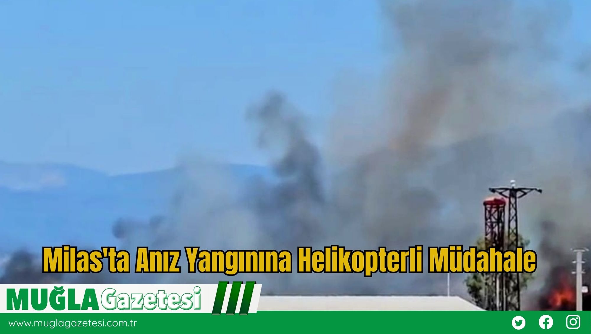 Milas'ta Anız Yangınına Helikopterli Müdahale