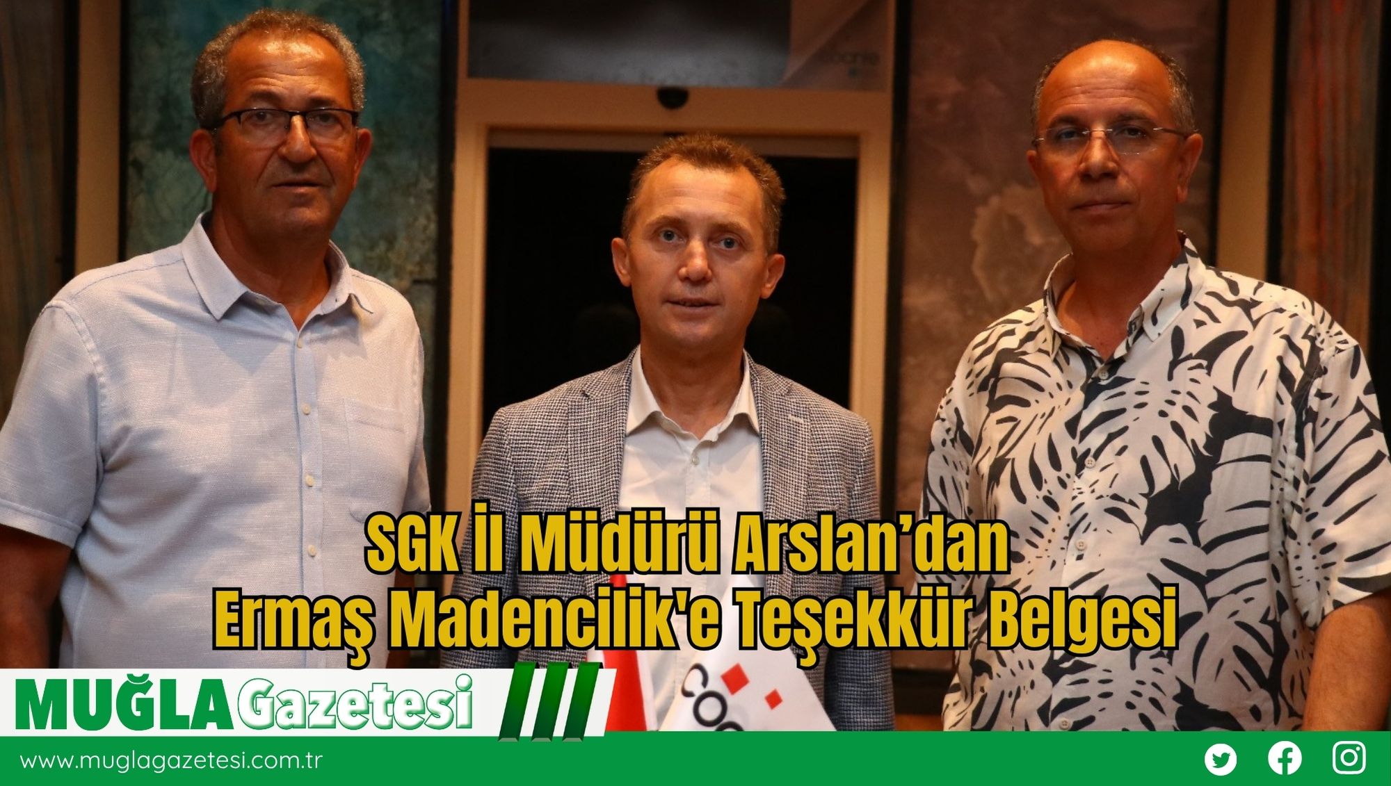 SGK İl Müdürü Arslan’dan Ermaş Madencilik'e Teşekkür Belgesi