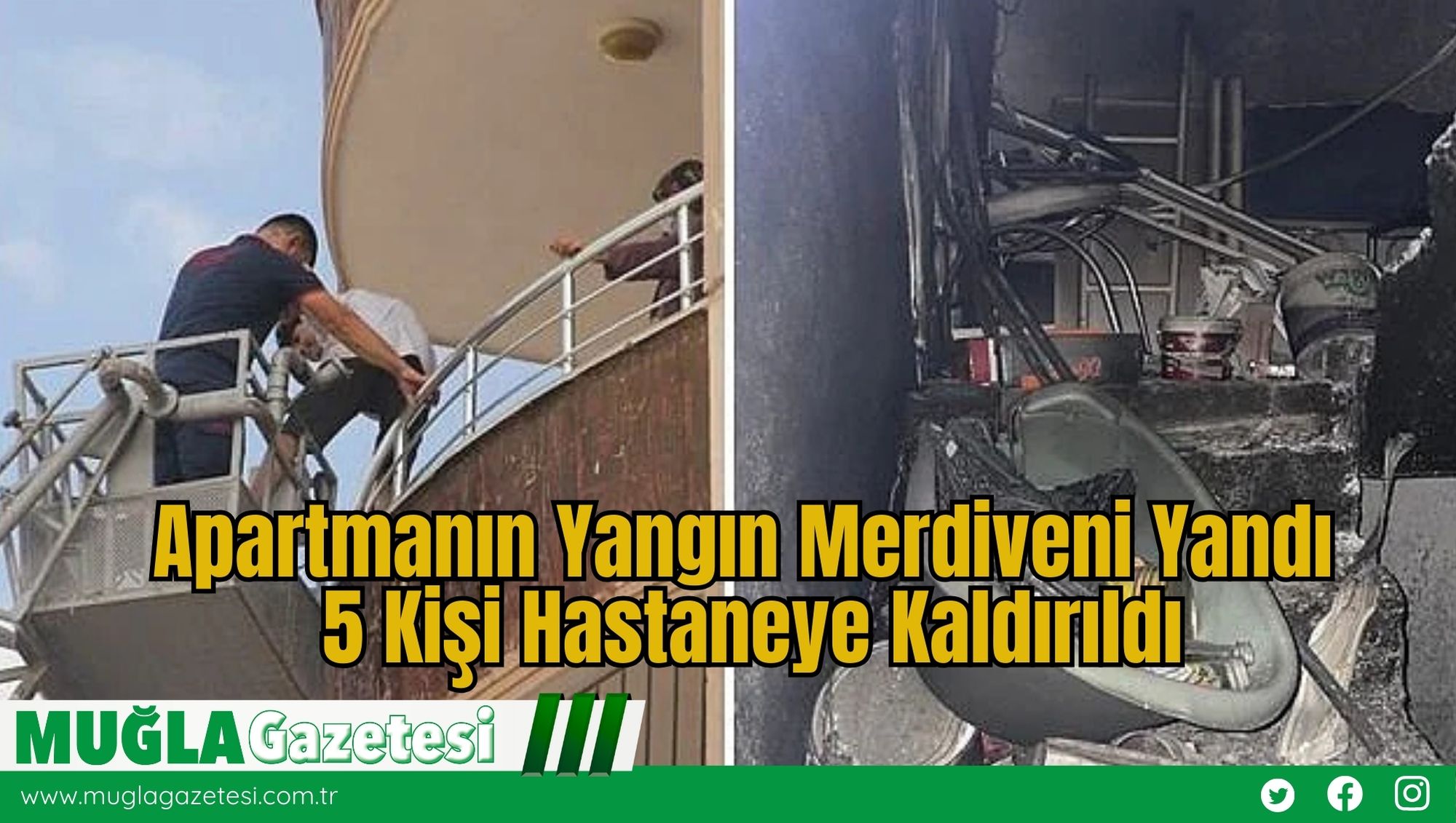 Apartmanın Yangın Merdiveni Yandı, 5 Kişi Hastaneye Kaldırıldı