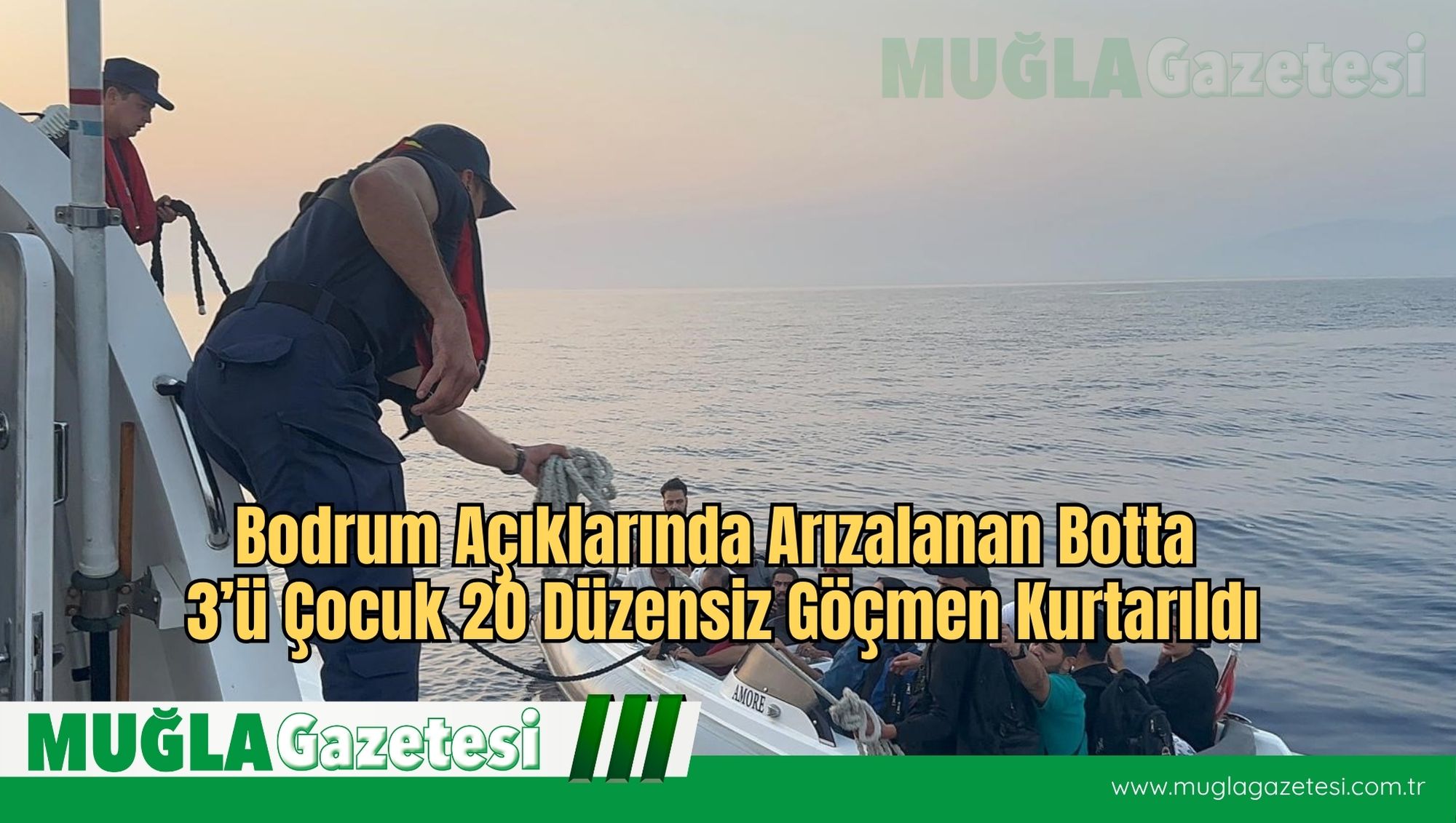 Bodrum Açıklarında Arızalanan Botta 3’ü Çocuk 20 Düzensiz Göçmen Kurtarıldı
