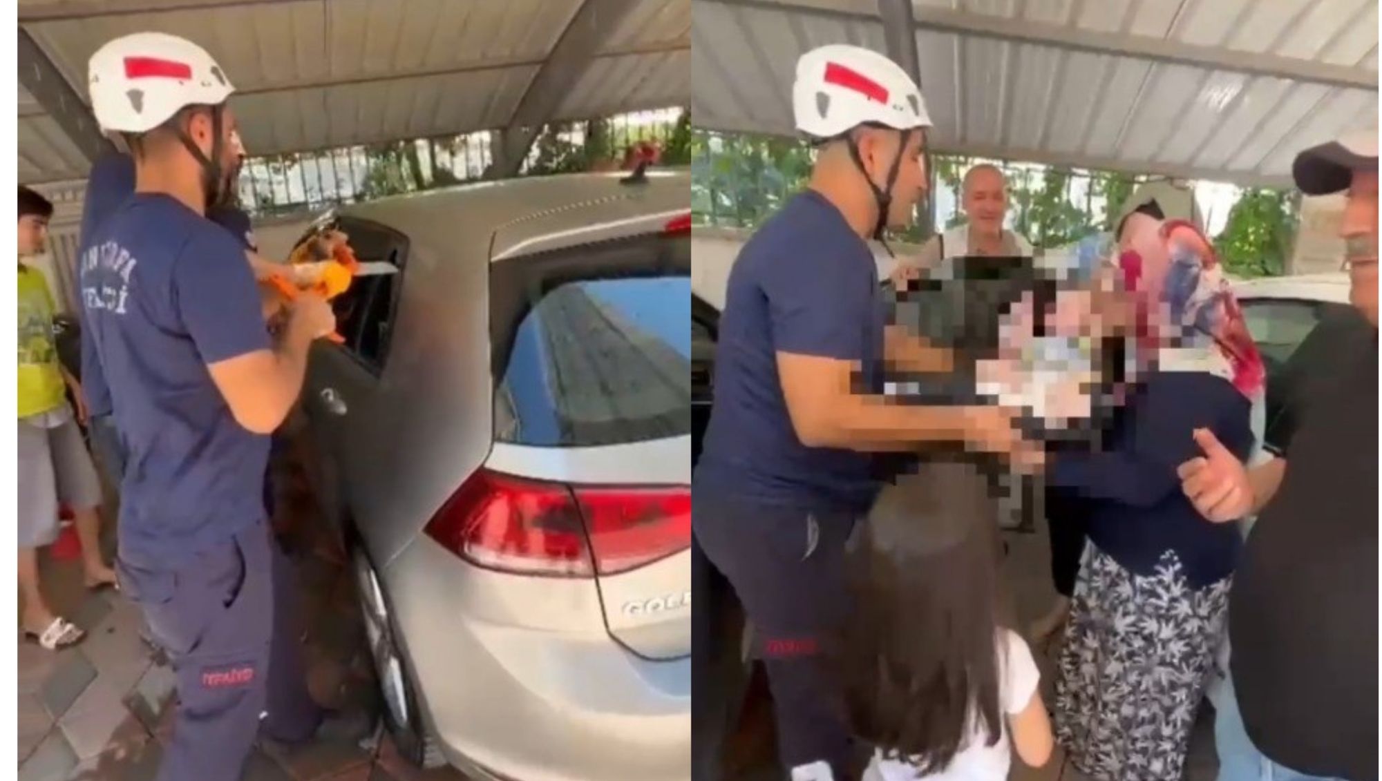 Otomobilde Mahsur Kalan 3 Aylık Bebeği İtfaiye Kurtardı