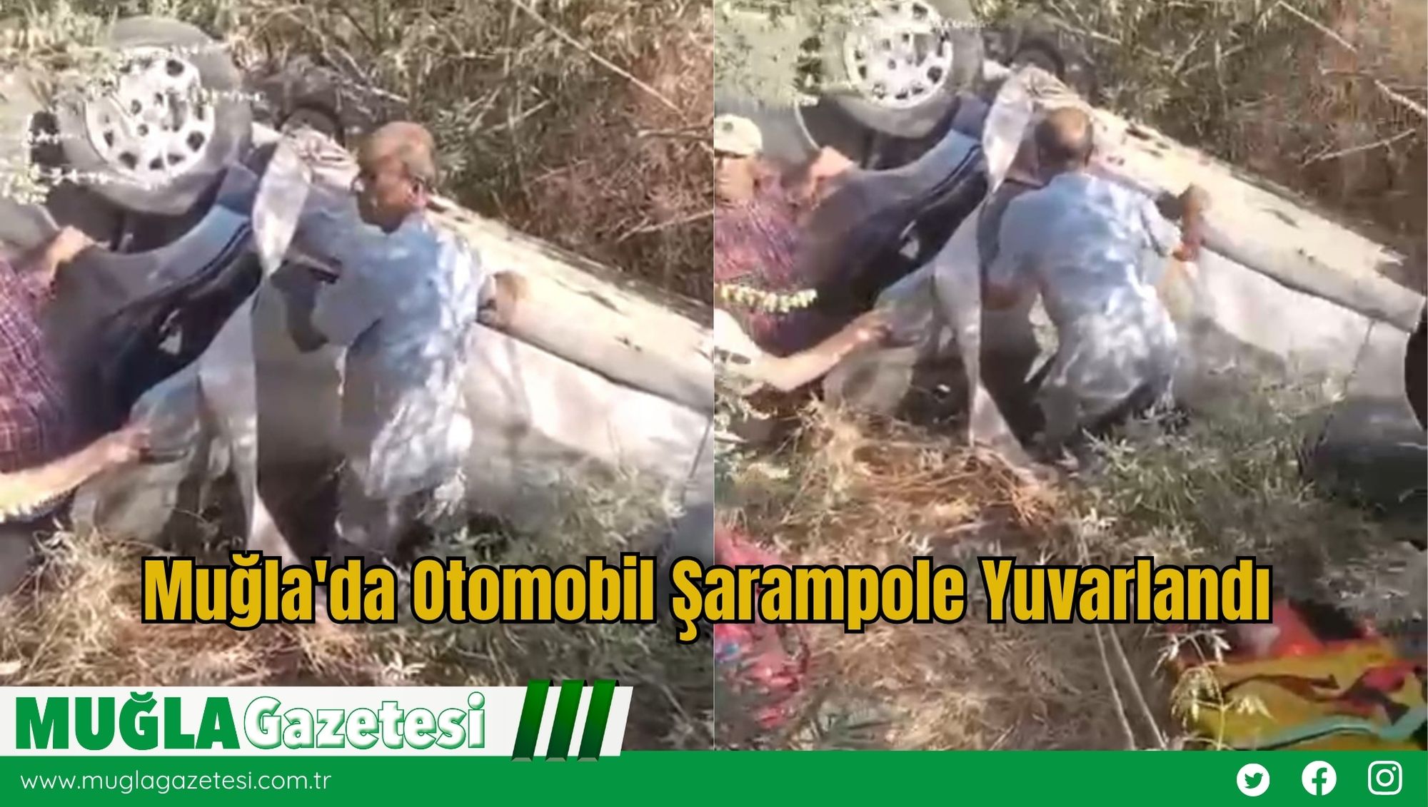 Muğla'da Otomobil Şarampole Yuvarlandı