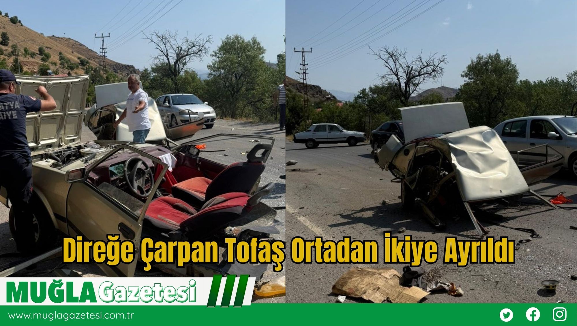 Direğe Çarpan Tofaş Ortadan İkiye Ayrıldı