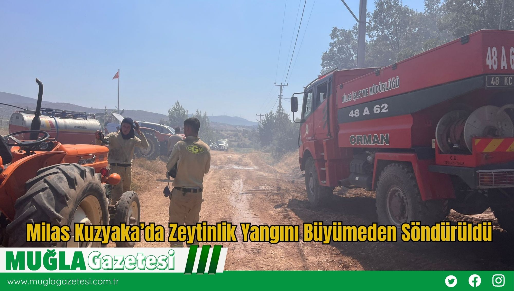 Milas Kuzyaka’da Zeytinlik Yangını Büyümeden Söndürüldü